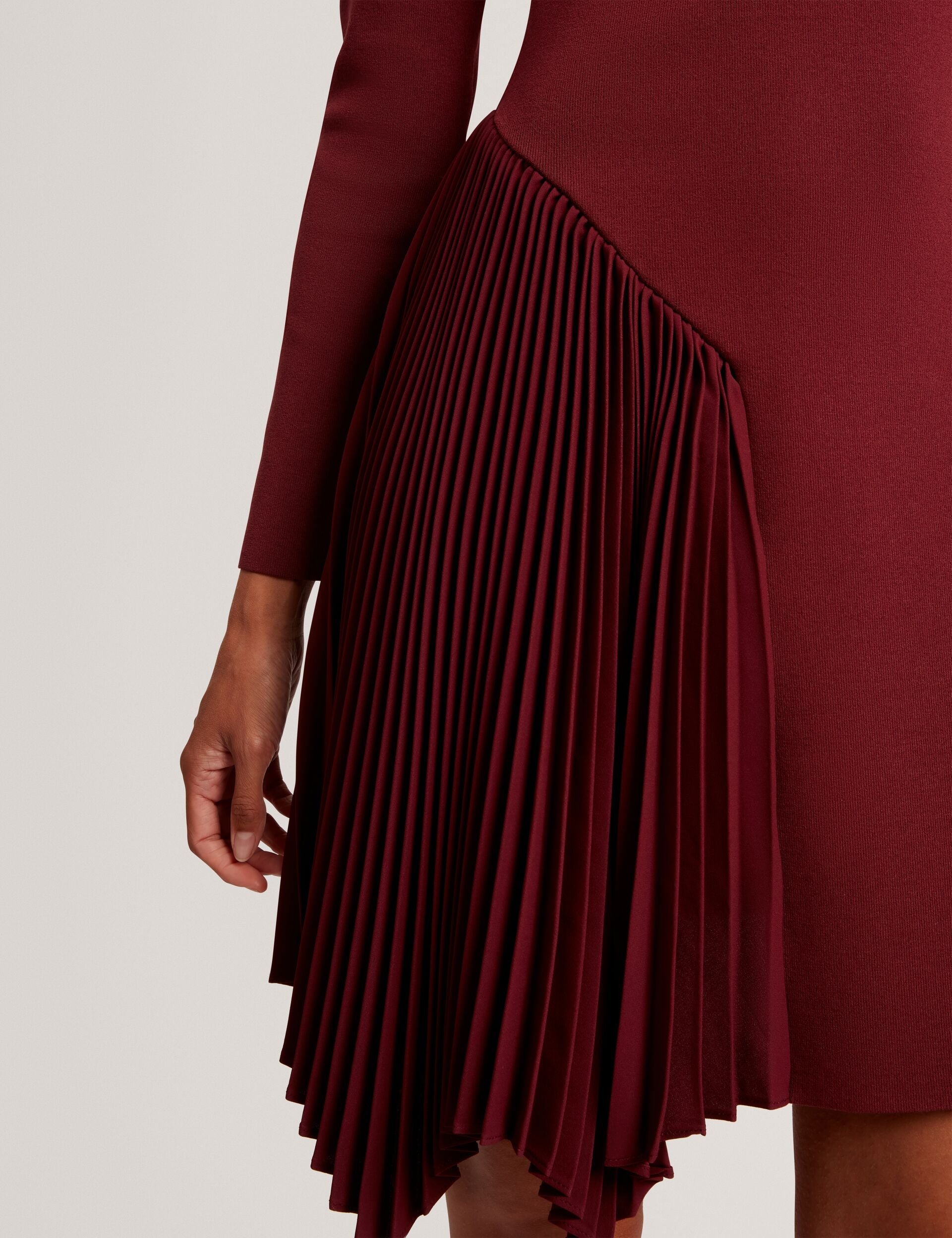 Ted Baker Nalree Pleated Panel Long Sleeve Knit Mini Dress Women's