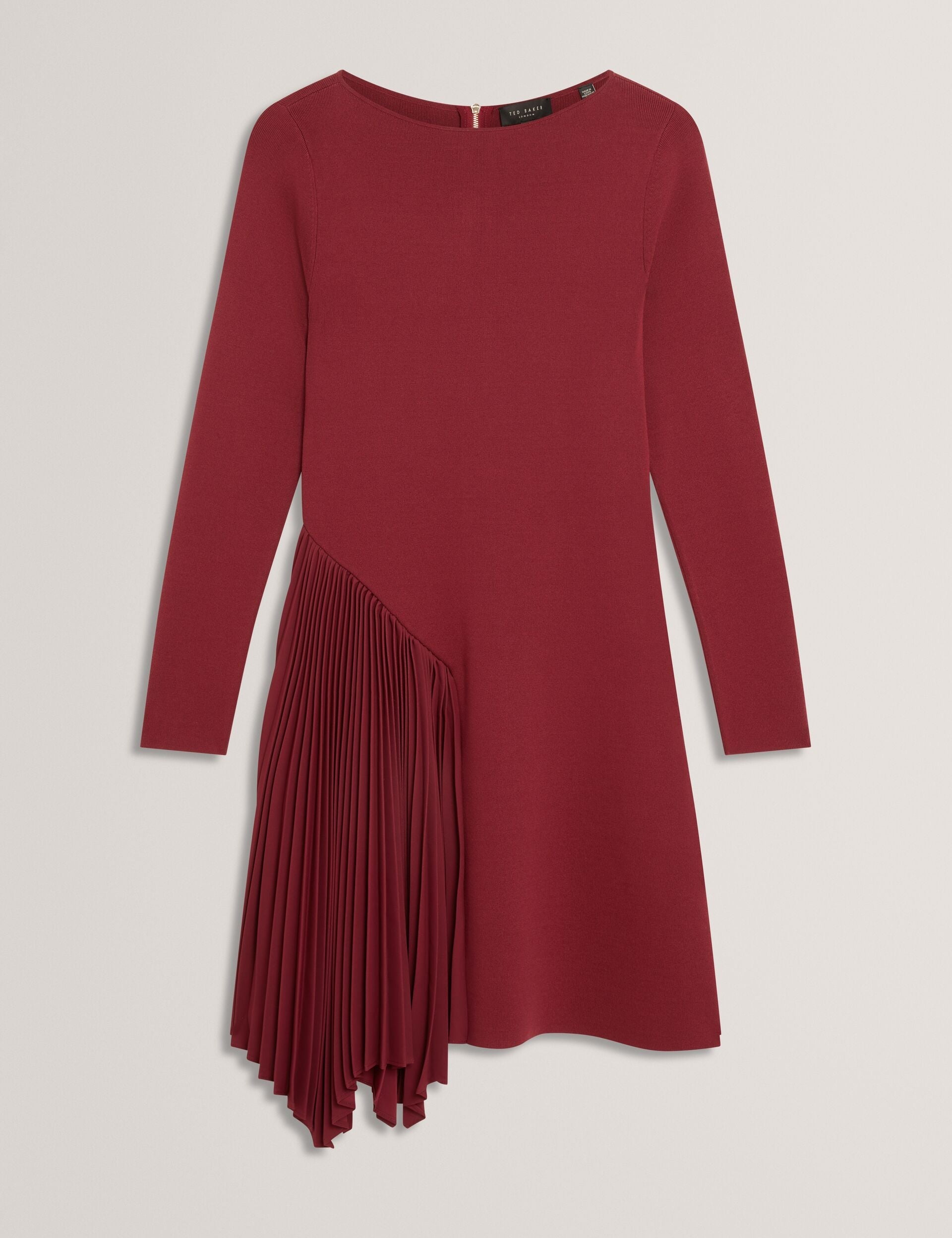 Ted Baker Nalree Pleated Panel Long Sleeve Knit Mini Dress Women's