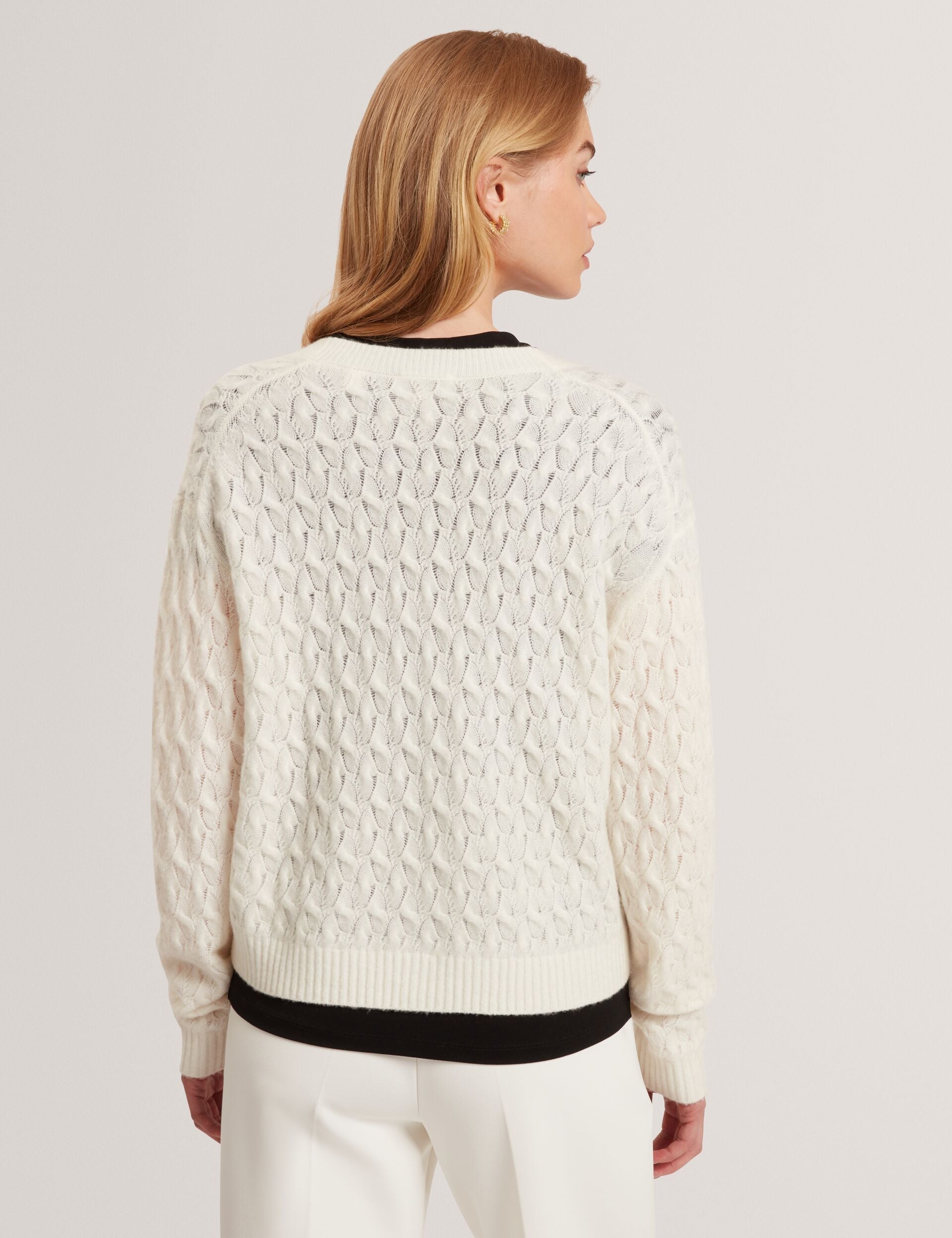 Ted Baker Kylana Cable Knit Vneck Wool Cardigan Women's