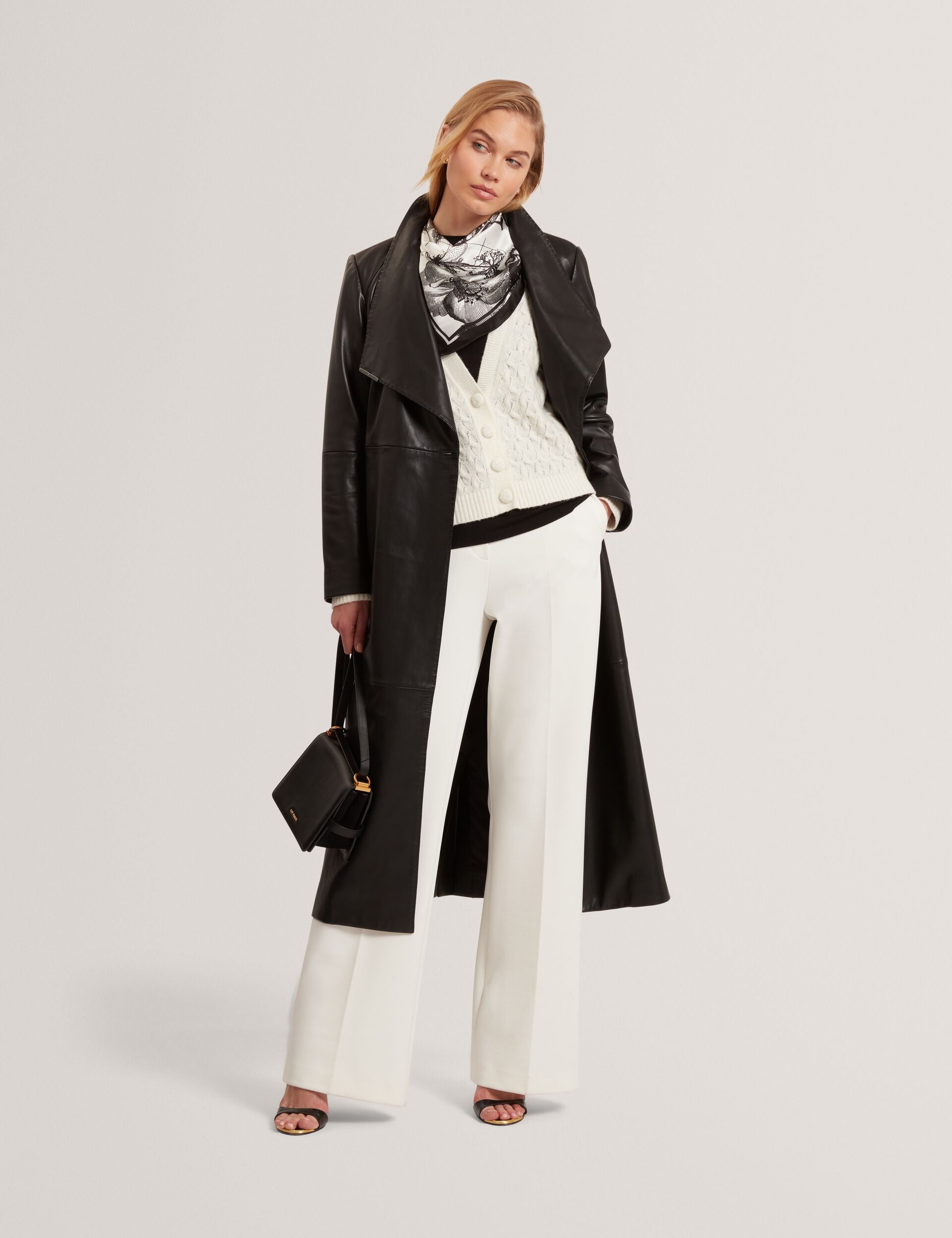 Ted Baker Kylana Cable Knit Vneck Wool Cardigan Women's