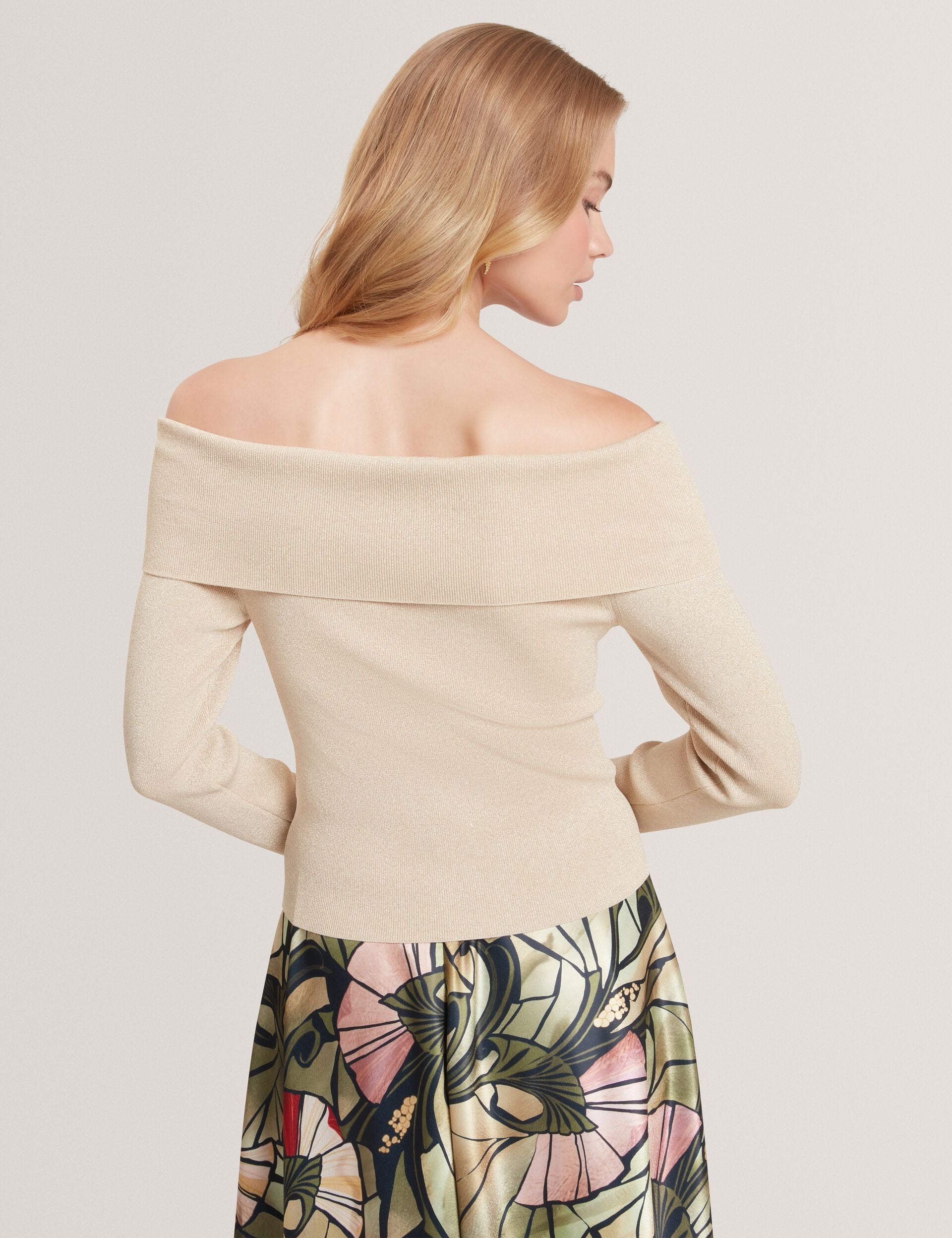 Ted Baker Laycii Metallic Knit Offtheshoulder Top Women's