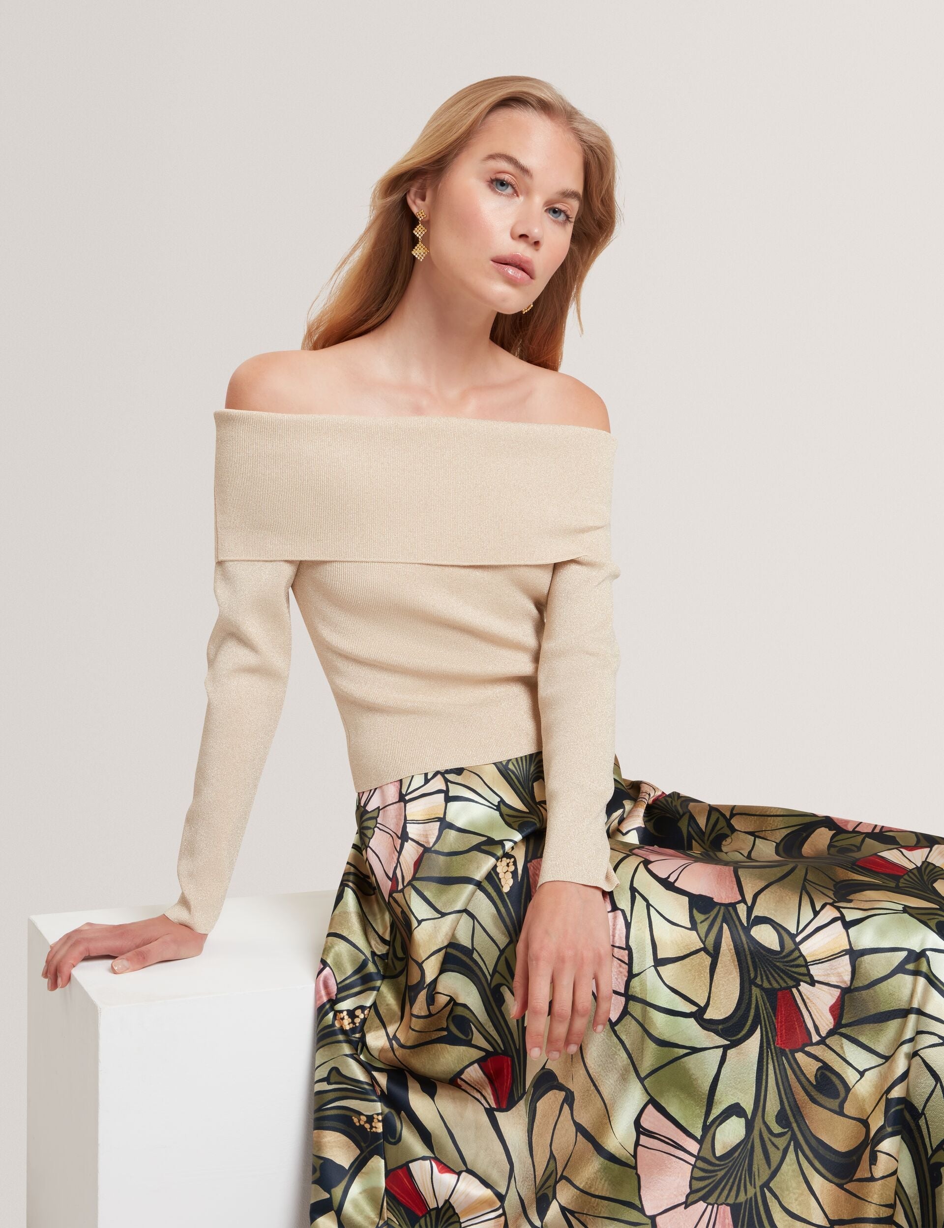 Ted Baker Laycii Metallic Knit Offtheshoulder Top Women's