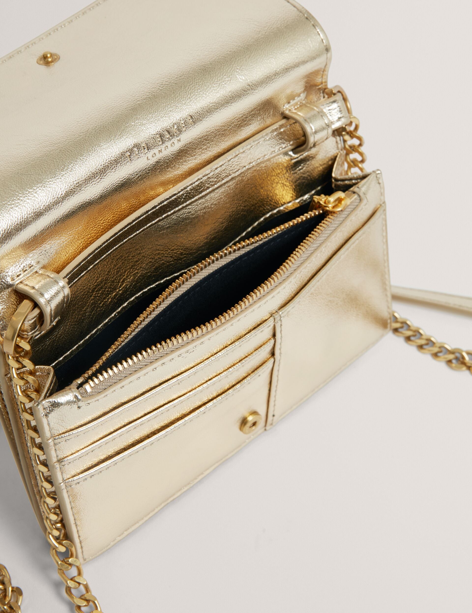 Ted Baker Mahiraa Metallic Faux Leather Crossbody Wallet Bag Women's