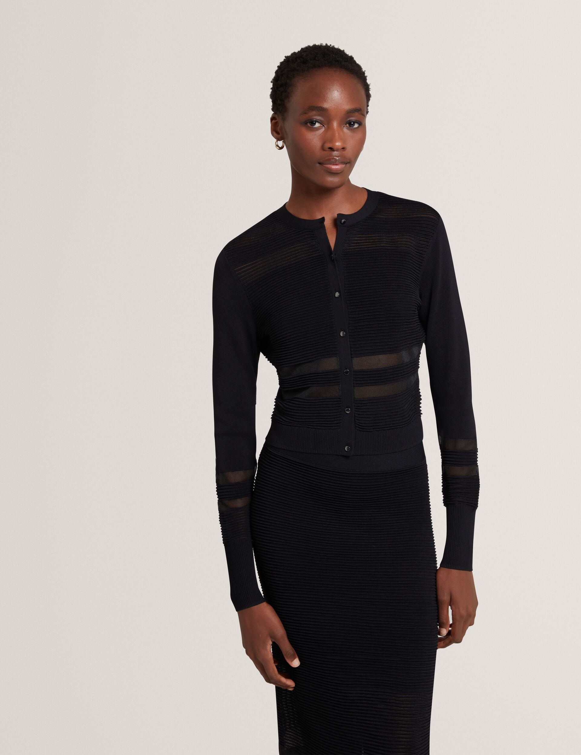 Ted Baker Calyaa Sheer Panel Knit Slim Fit Cardigan Women's