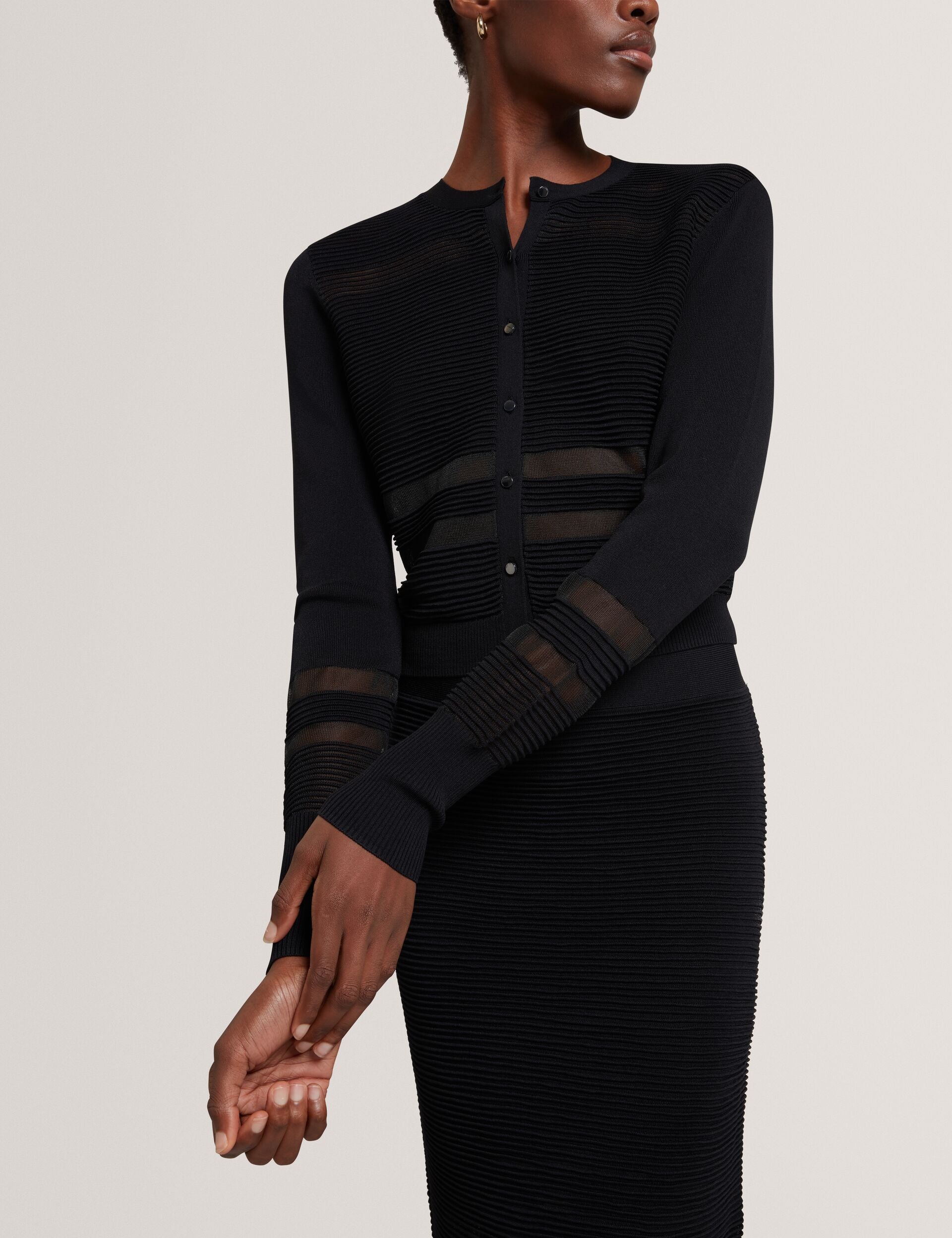 Ted Baker Calyaa Sheer Panel Knit Slim Fit Cardigan Women's