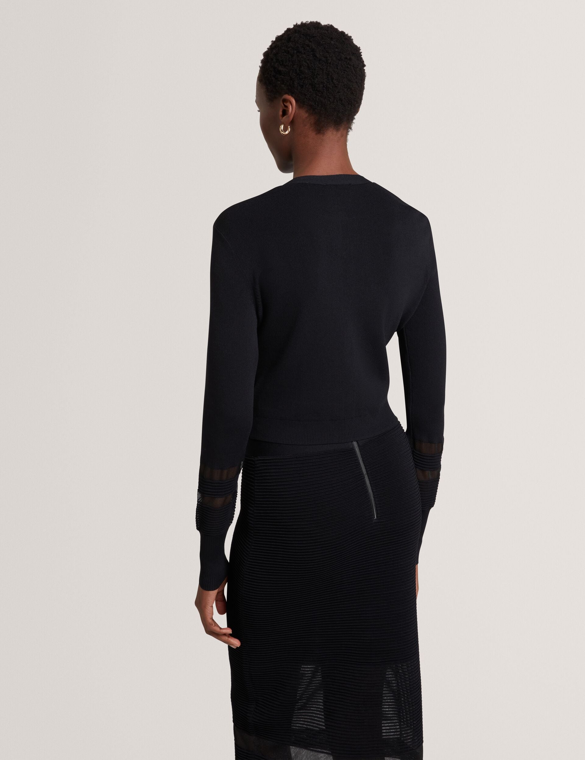 Ted Baker Calyaa Sheer Panel Knit Slim Fit Cardigan Women's