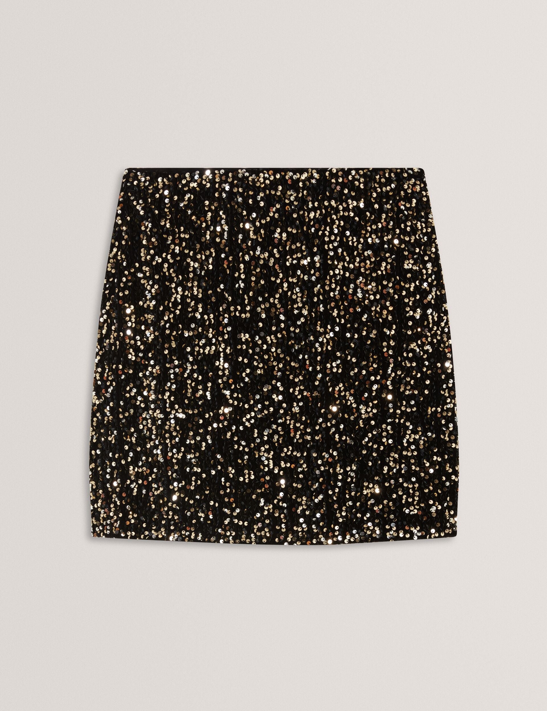 Ted Baker Pearsom Sequined Velvet High Waist Mini Skirt Women's