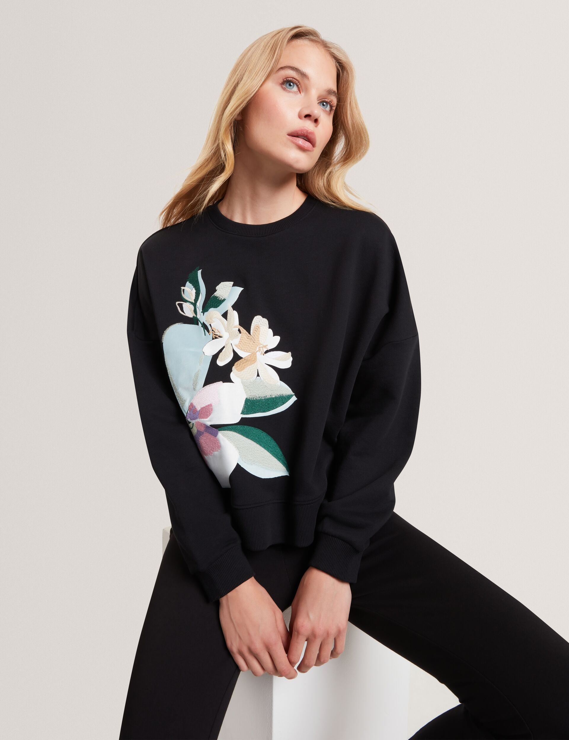 Ted Baker Brookla Embroidered Floral Graphic Cotton Sweatshirt Women's