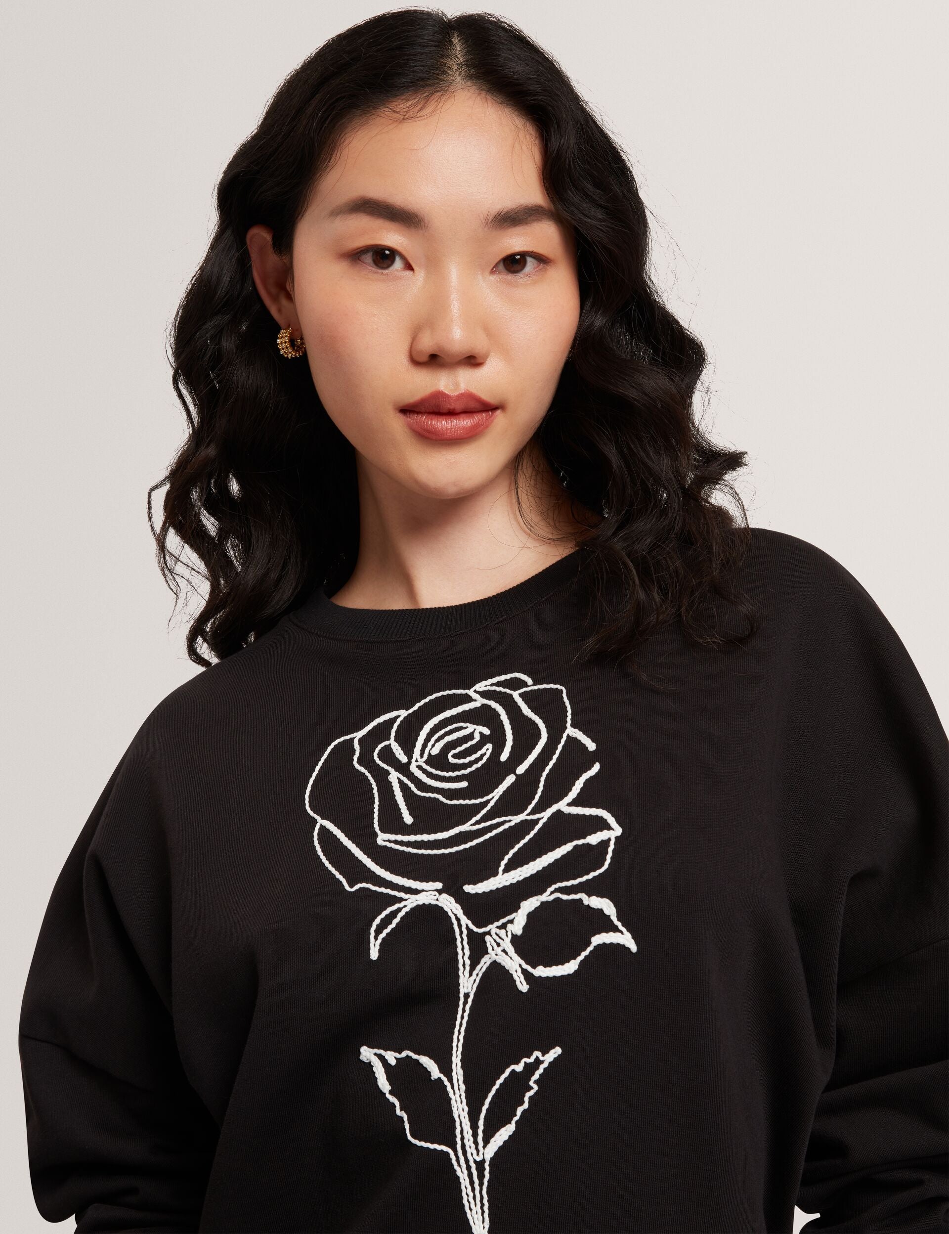 Ted Baker Marssia Embroidered Rose Graphic Cotton Sweatshirt Women's