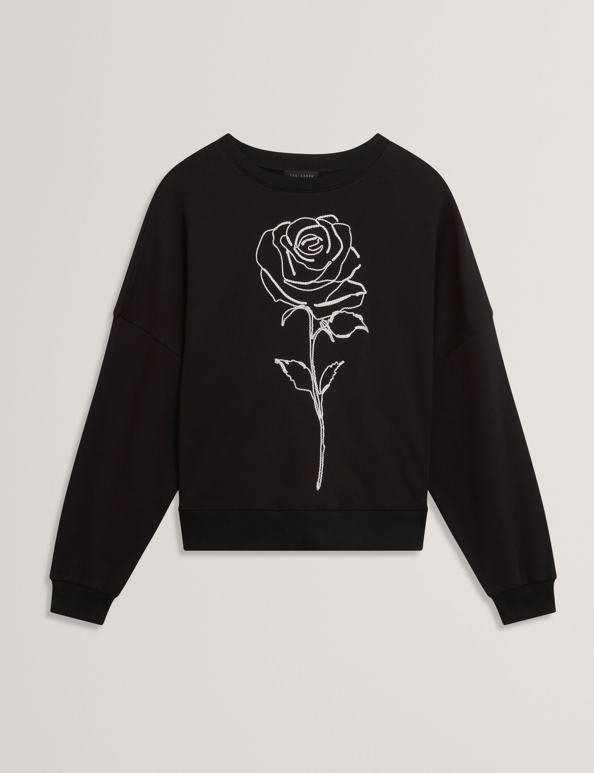 Ted Baker Marssia Embroidered Rose Graphic Cotton Sweatshirt Women's