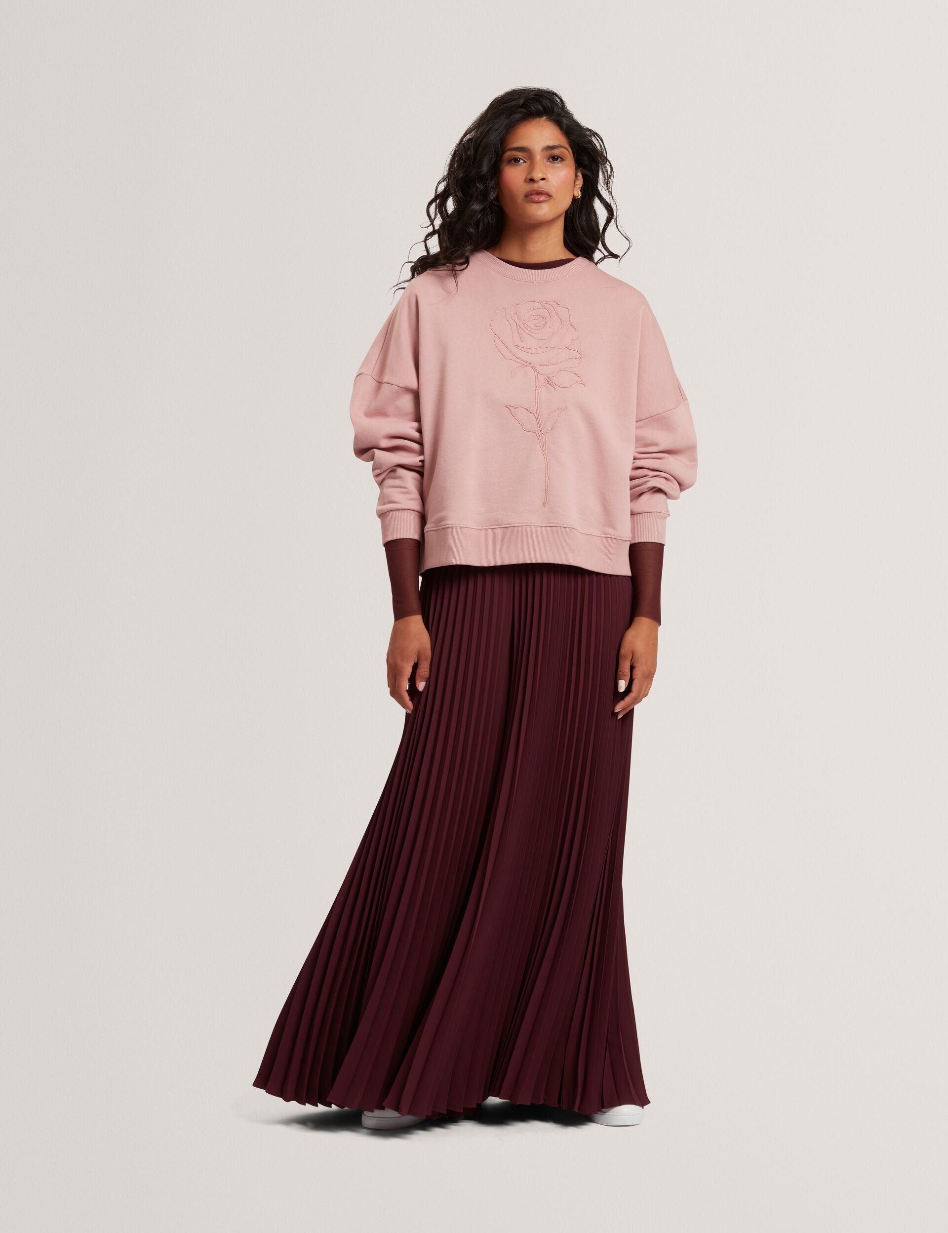 Ted Baker Marssia Embroidered Rose Graphic Cotton Sweatshirt Women's