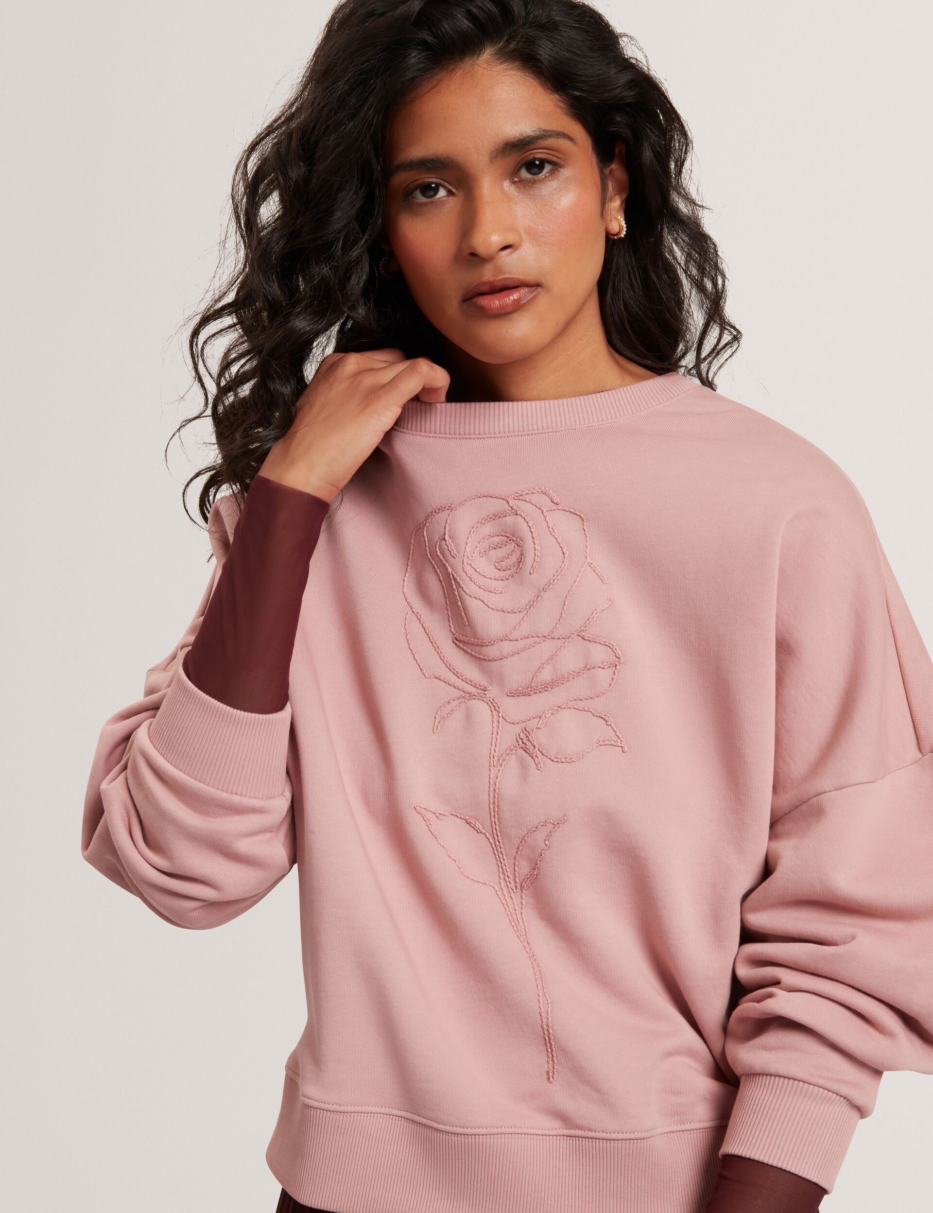 Ted Baker Marssia Embroidered Rose Graphic Cotton Sweatshirt Women's