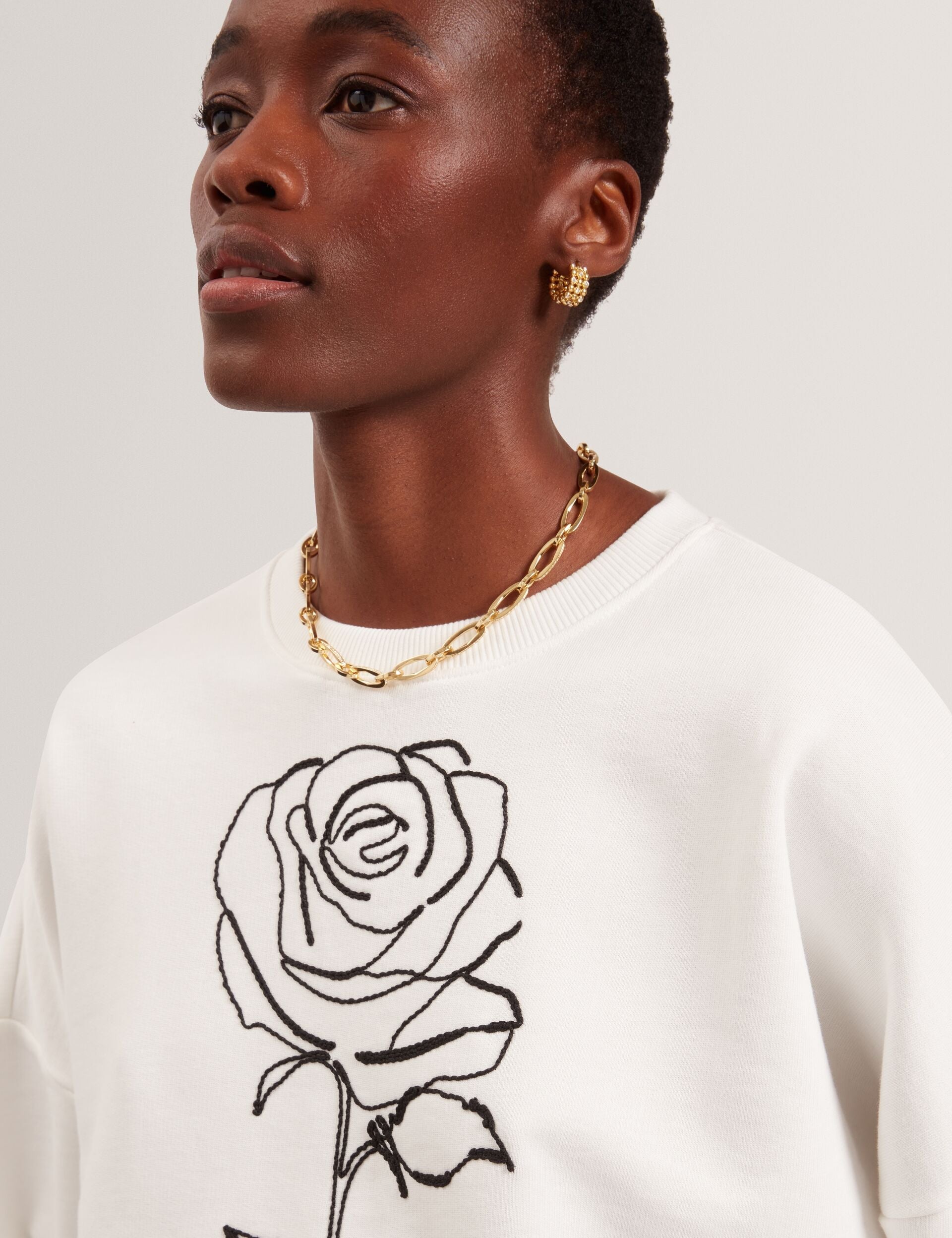 Ted Baker Marssia Embroidered Rose Graphic Cotton Sweatshirt Women's