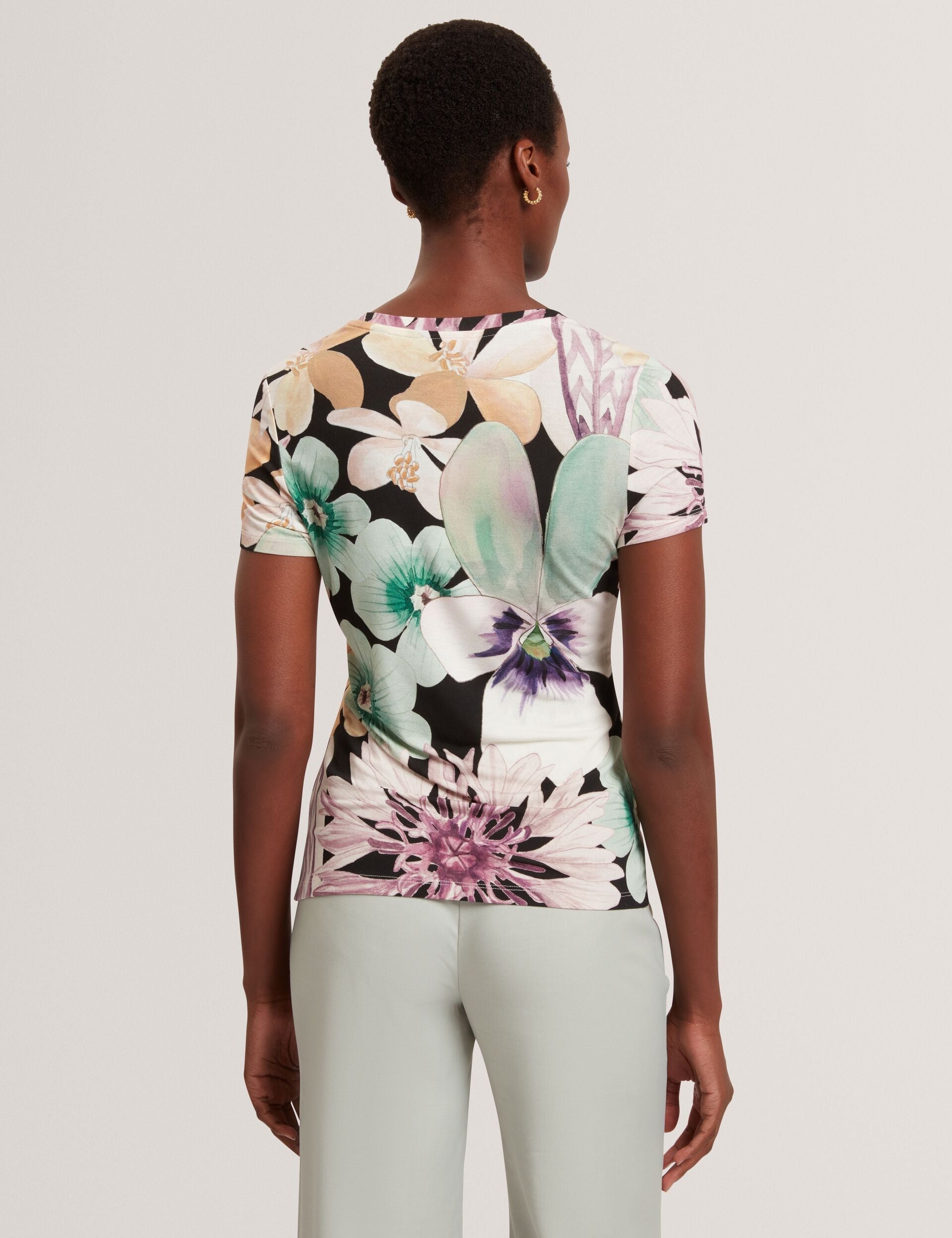 Ted Baker Saalma Pastel Floral Print Jersey Fitted Tshirt Women's