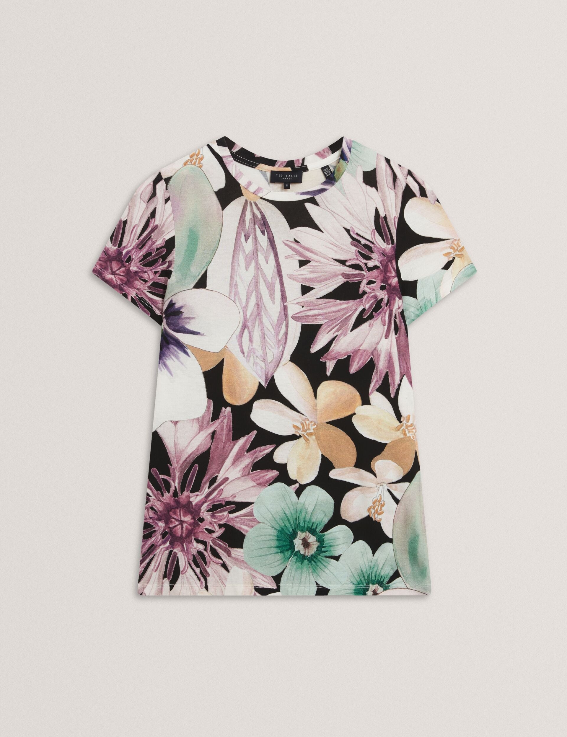 Ted Baker Saalma Pastel Floral Print Jersey Fitted Tshirt Women's