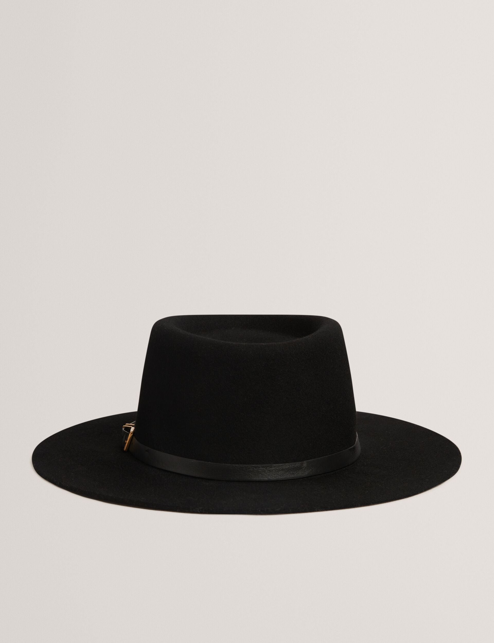 Ted Baker Jillli Leather Buckle Pure Wool Fedora Hat Women's