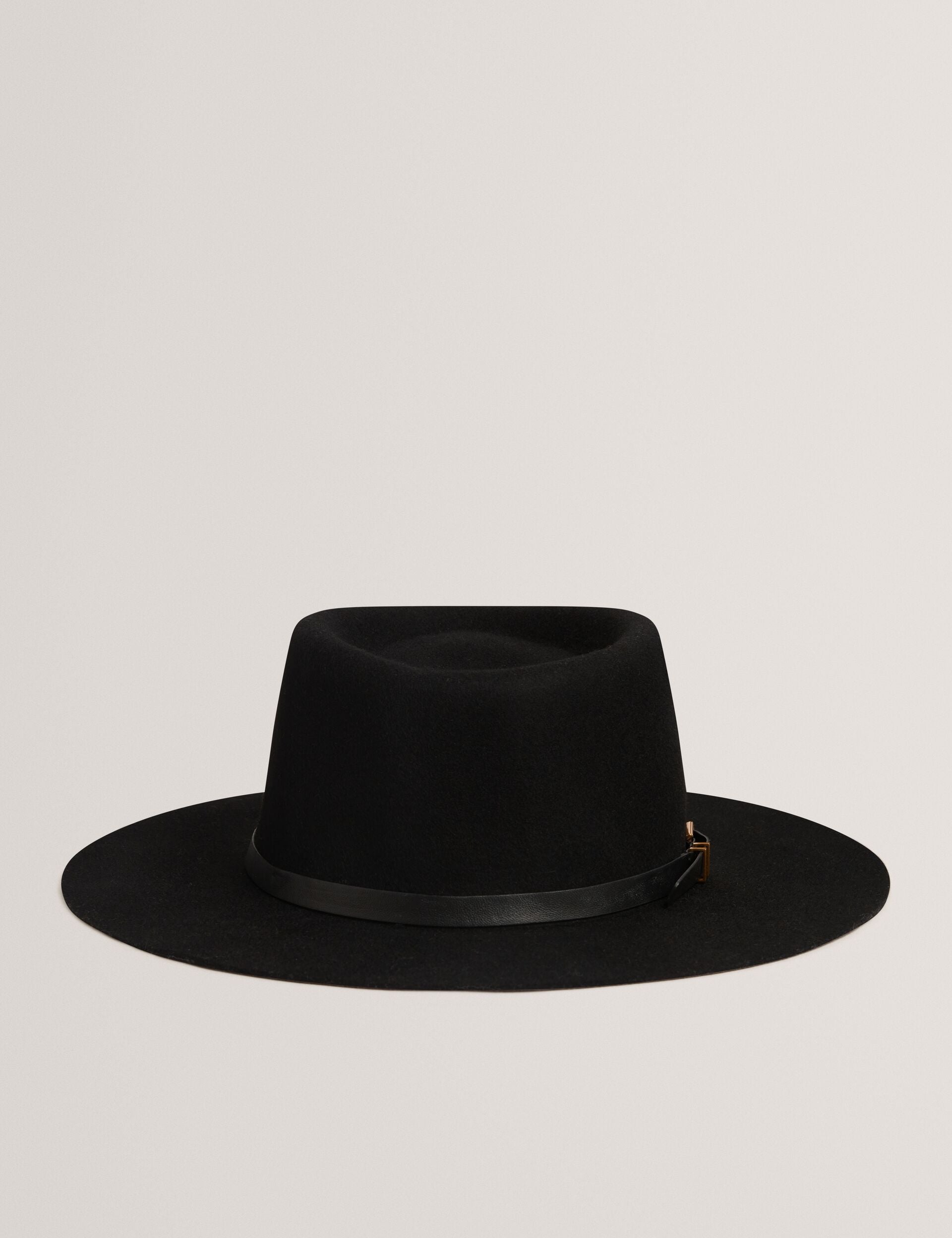 Ted Baker Jillli Leather Buckle Pure Wool Fedora Hat Women's