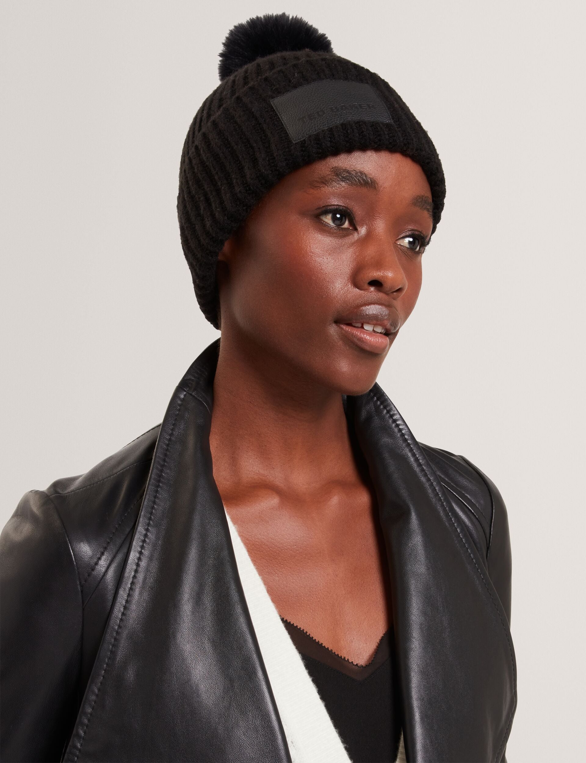 Ted Baker Sershii Rib Knit Branded Bobble Hat Women's