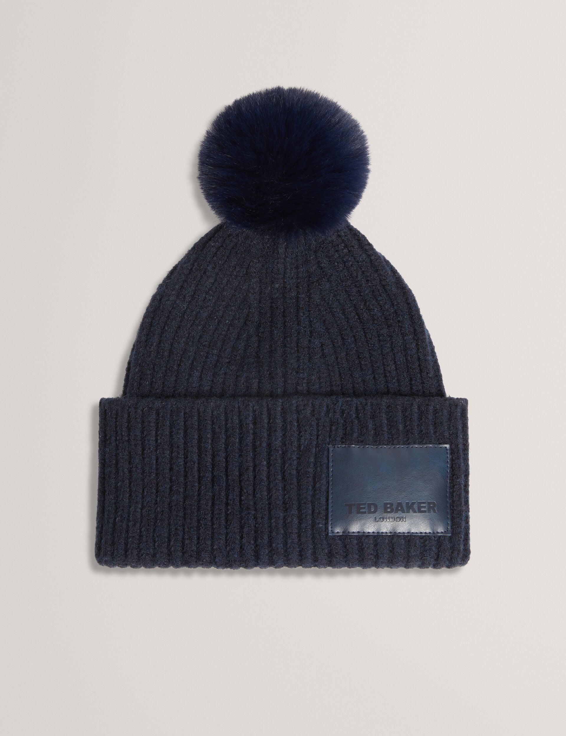 Ted Baker Sershii Rib Knit Branded Bobble Hat Women's