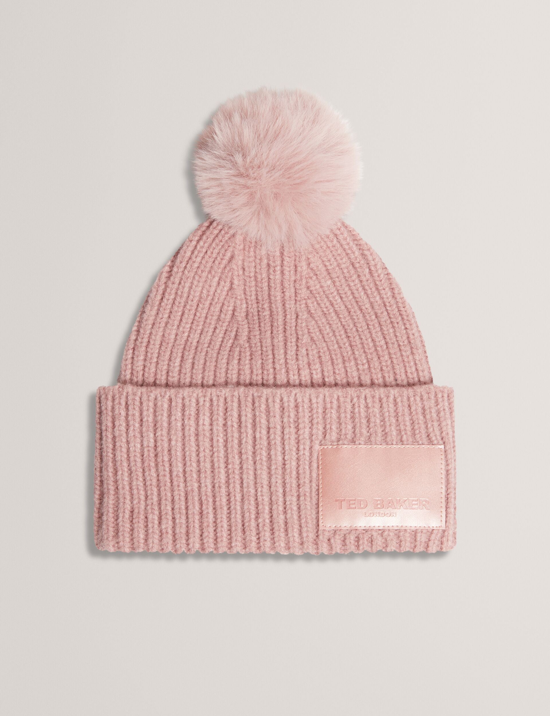 Ted Baker Sershii Rib Knit Branded Bobble Hat Women's