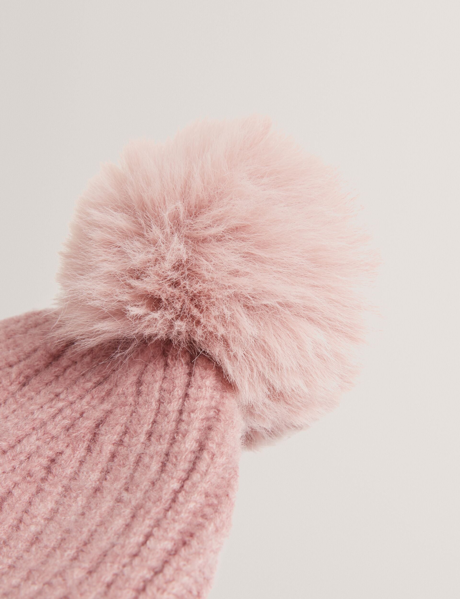 Ted Baker Sershii Rib Knit Branded Bobble Hat Women's