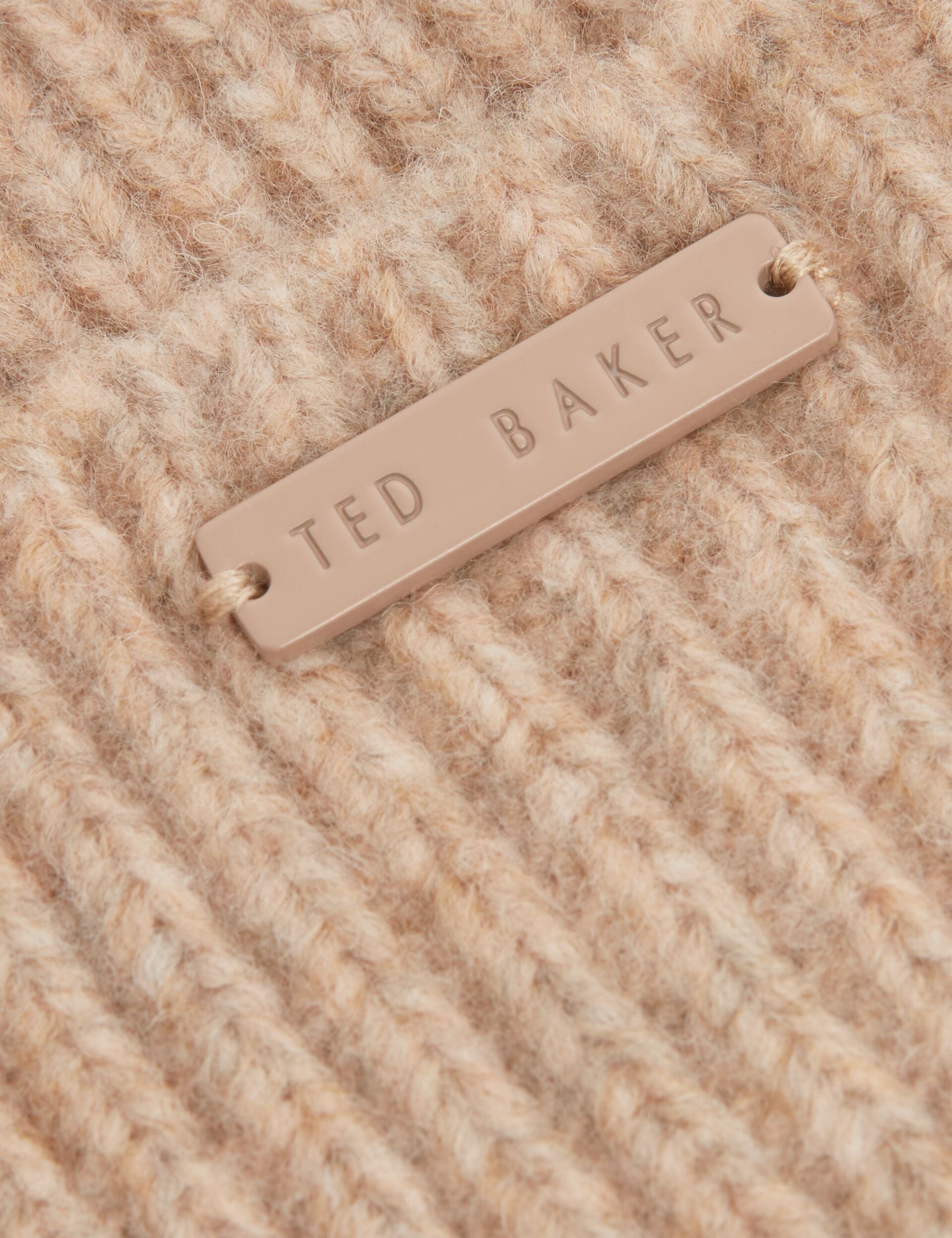Ted Baker Lidiaas Wool Blend Ribbed Knit Beanie Hat In Camel Women's