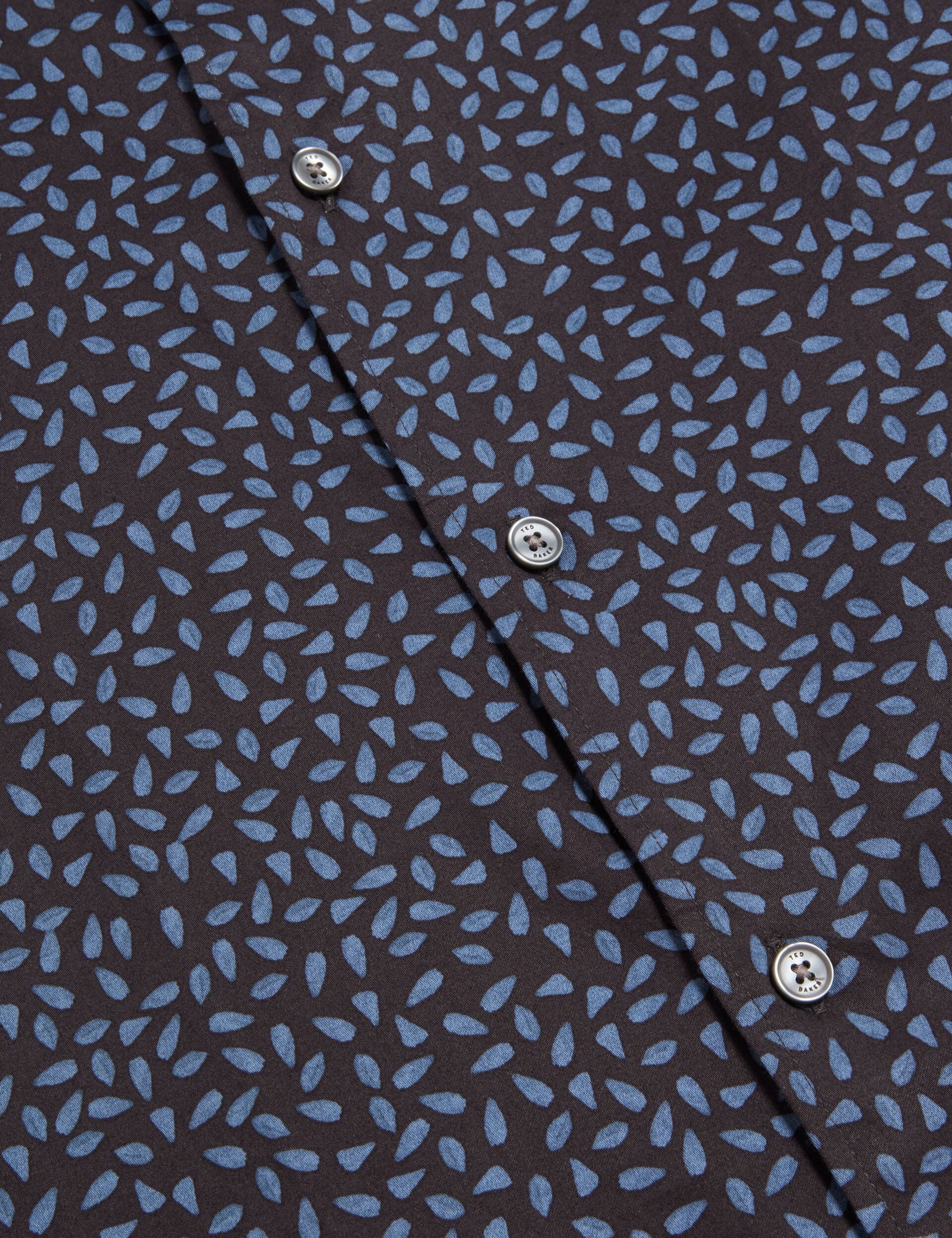 Ted Baker Campden Mini Leaf Print Short Sleeve Cotton Shirt