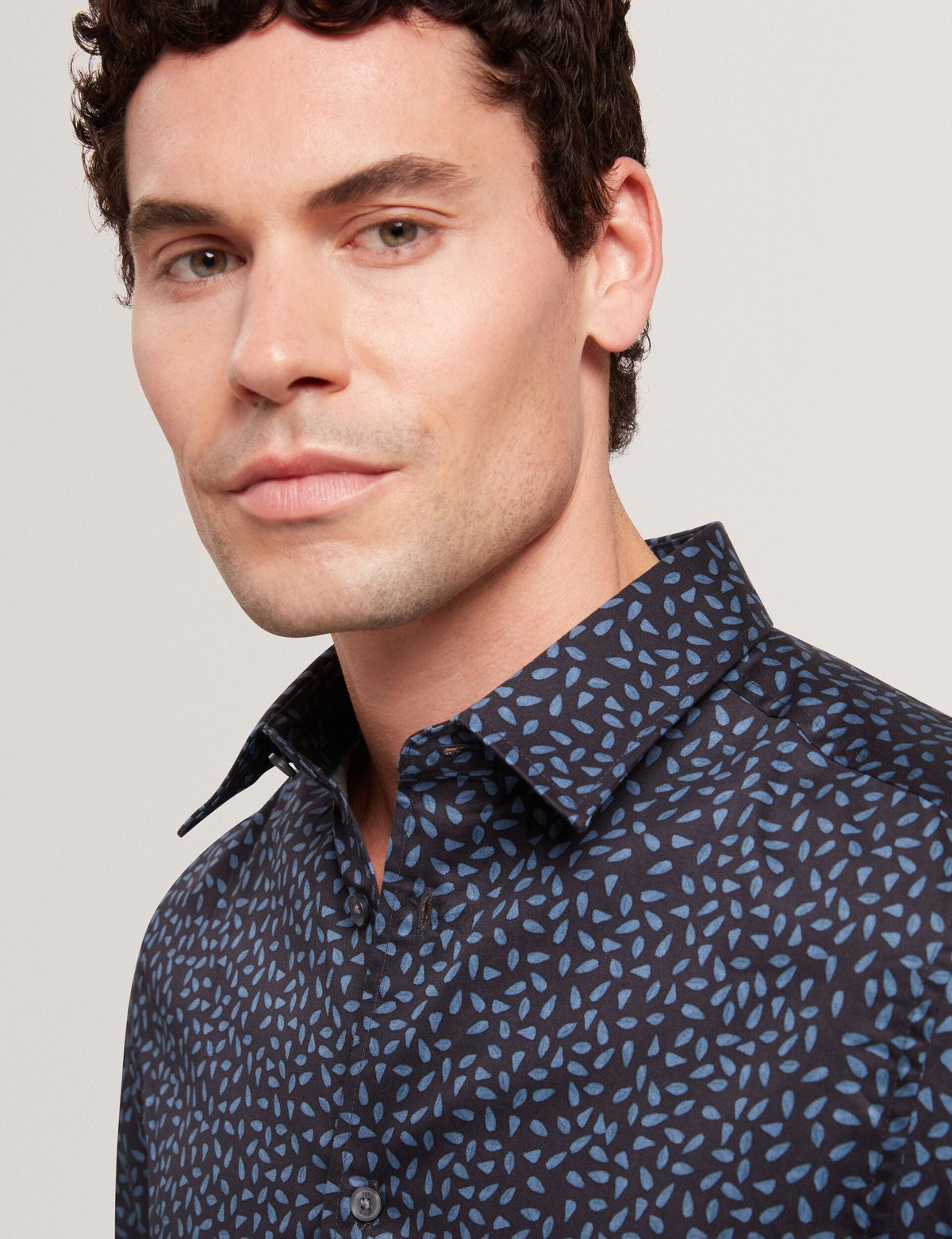 Ted Baker Campden Mini Leaf Print Short Sleeve Cotton Shirt