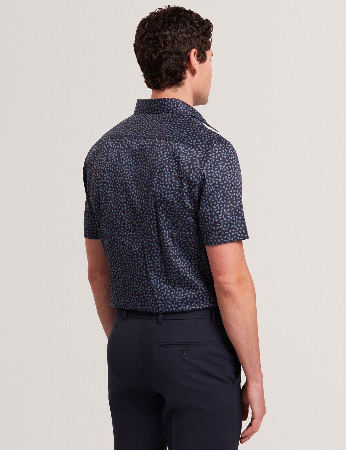 Ted Baker Campden Mini Leaf Print Short Sleeve Cotton Shirt