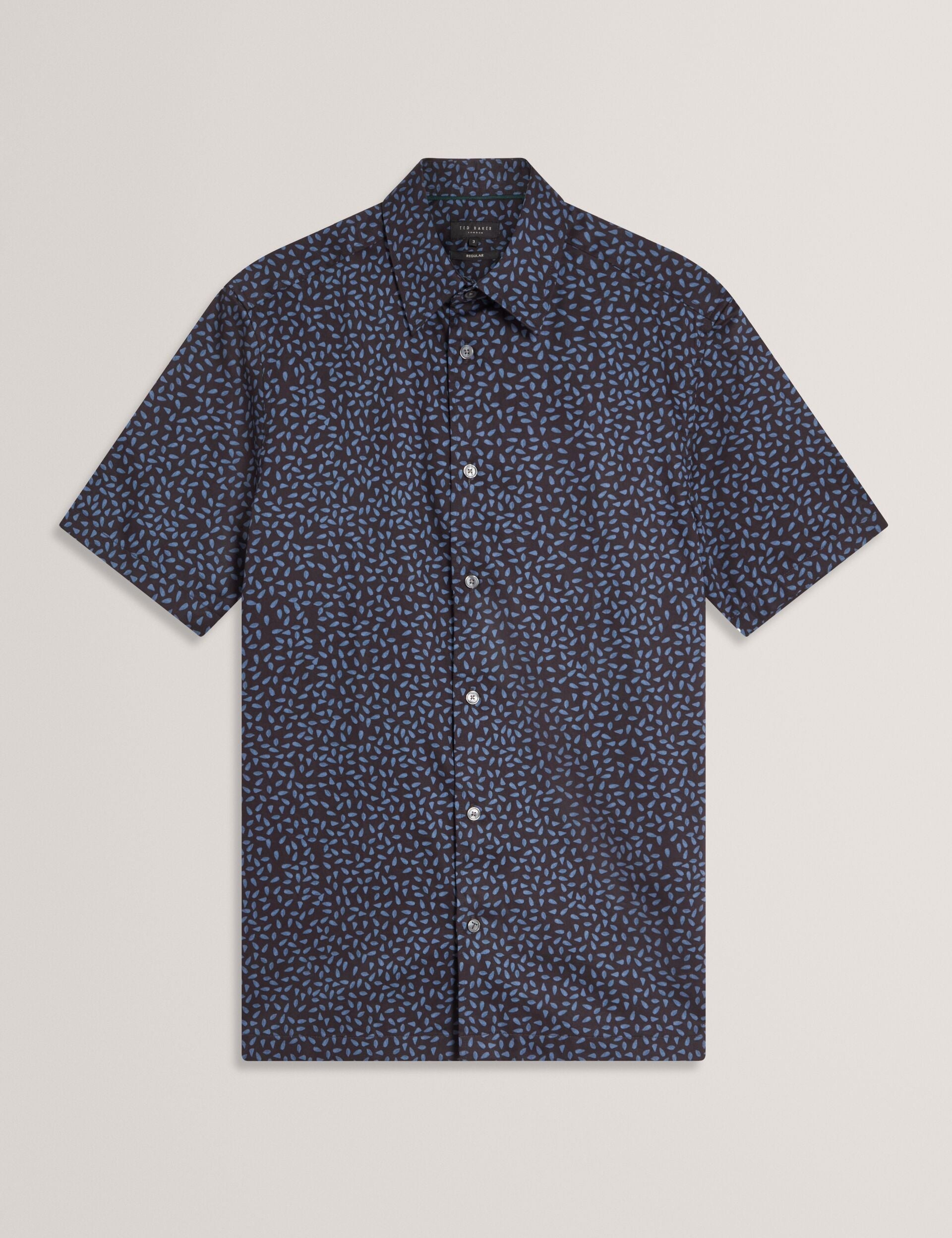 Ted Baker Campden Mini Leaf Print Short Sleeve Cotton Shirt