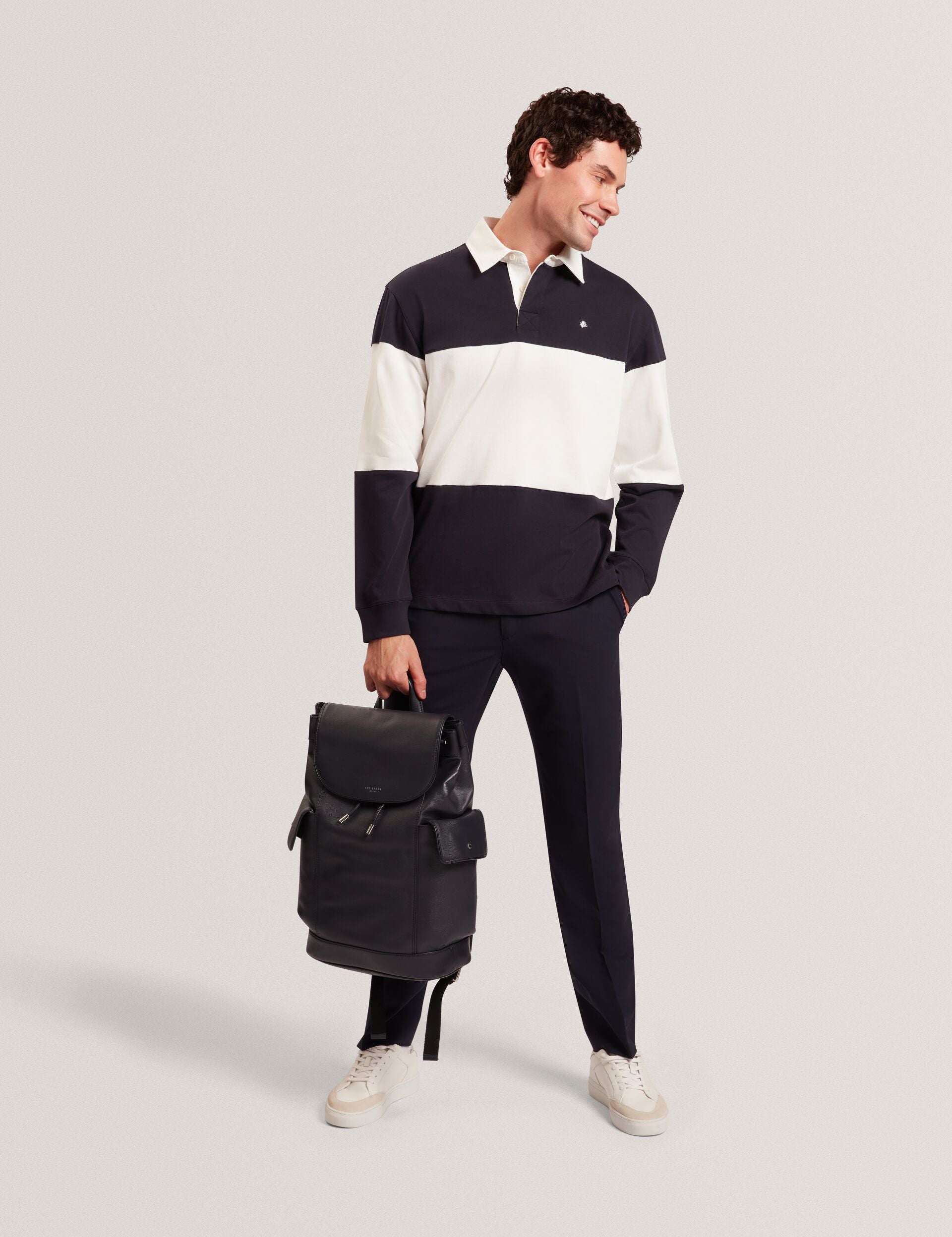 Ted Baker Traviss Block Stripe Jersey Cotton Rugby Shirt