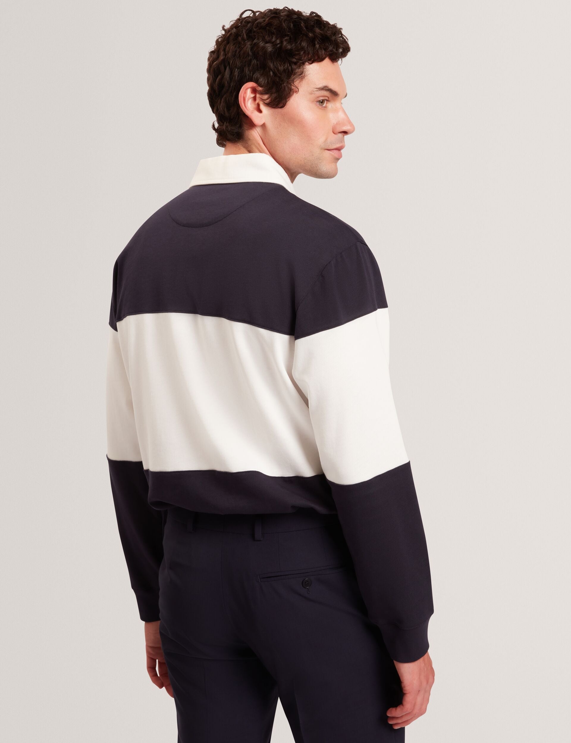 Ted Baker Traviss Block Stripe Jersey Cotton Rugby Shirt