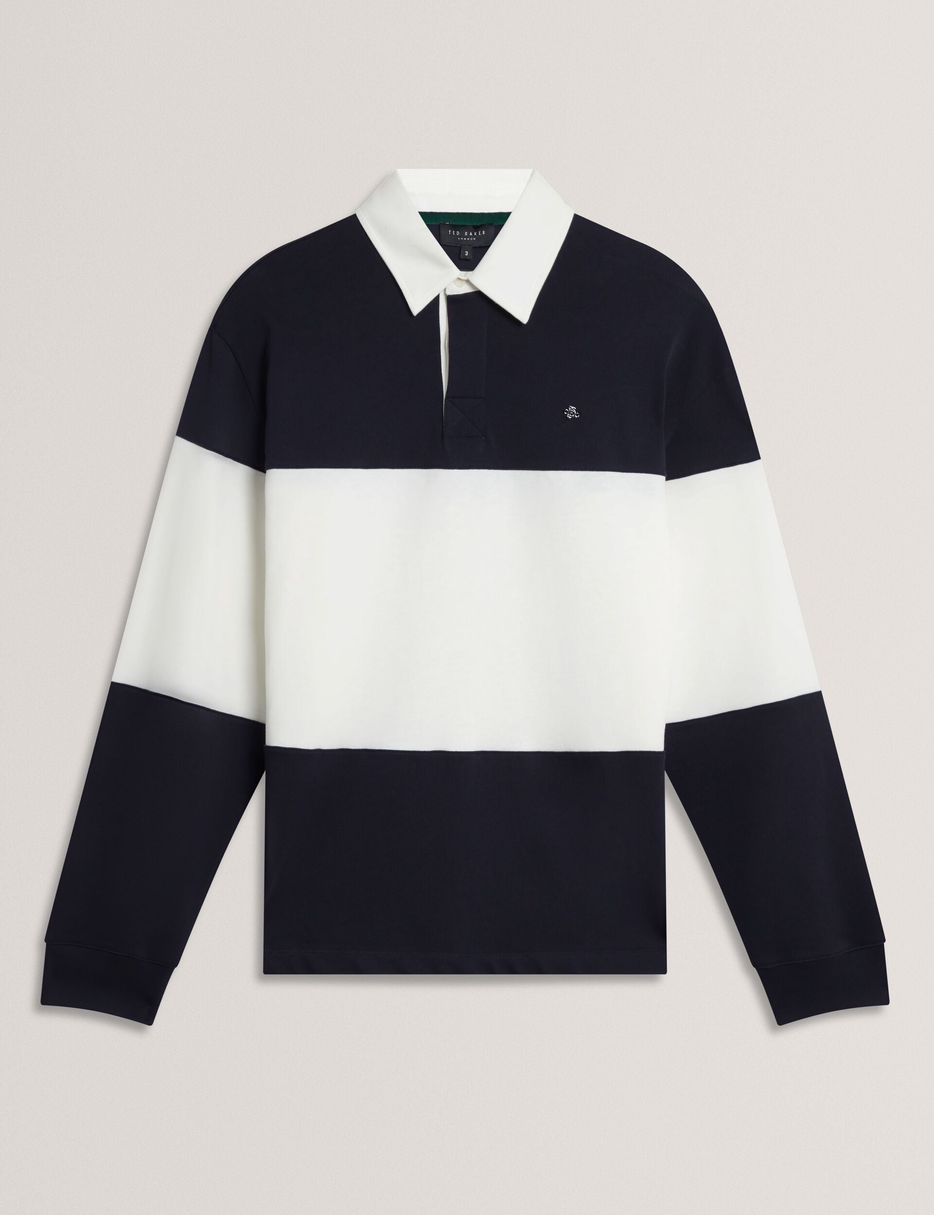 Ted Baker Traviss Block Stripe Jersey Cotton Rugby Shirt