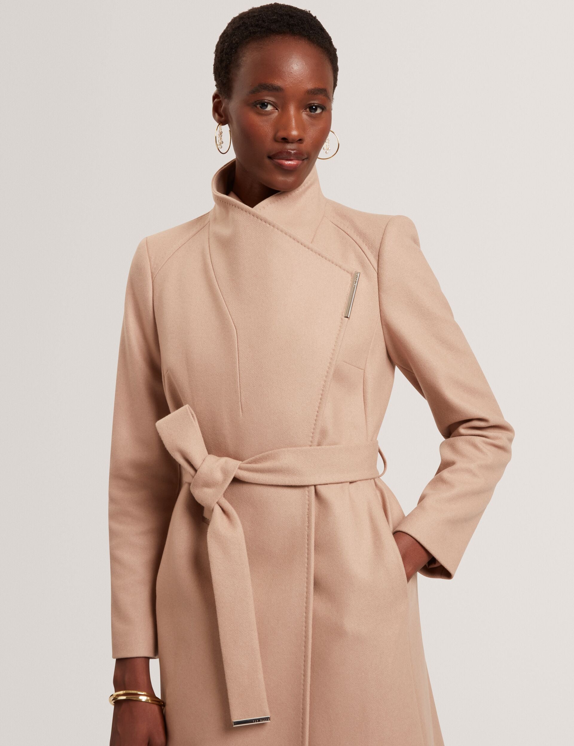 Ted Baker Rosell Longline Belted Wool Wrap Coat Women's