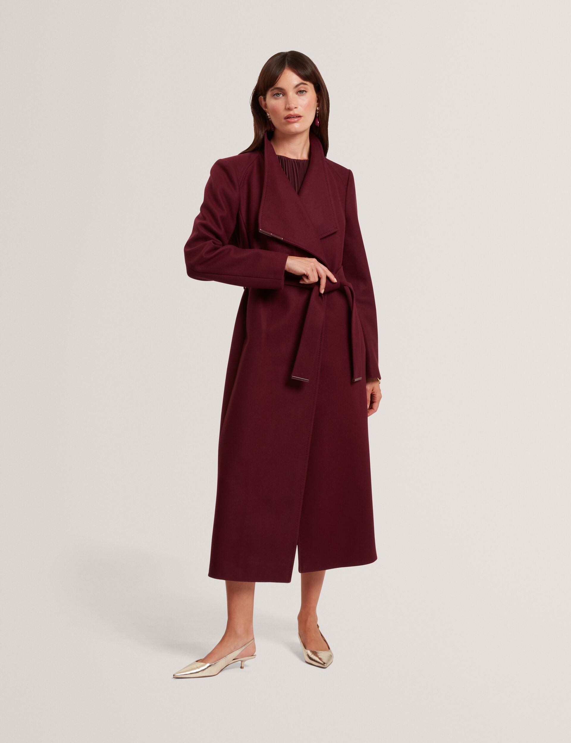 Ted Baker Rosell Longline Belted Wool Wrap Coat Women's