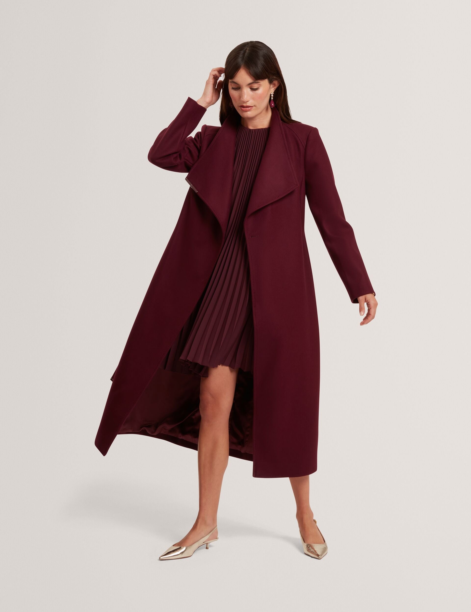 Ted Baker Rosell Longline Belted Wool Wrap Coat Women's