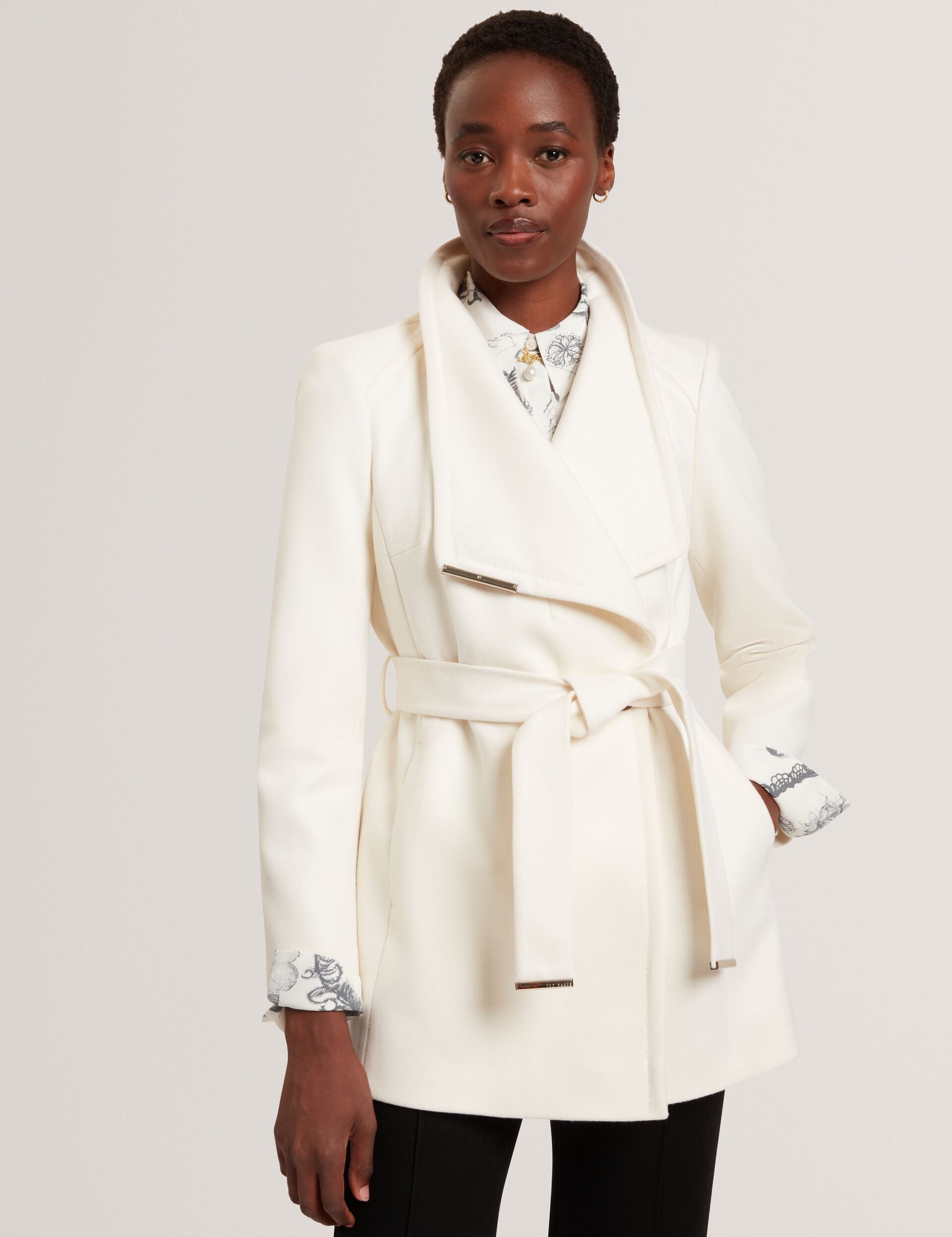 Ted Baker Rosess Short Belted Wool Wrap Coat Women's