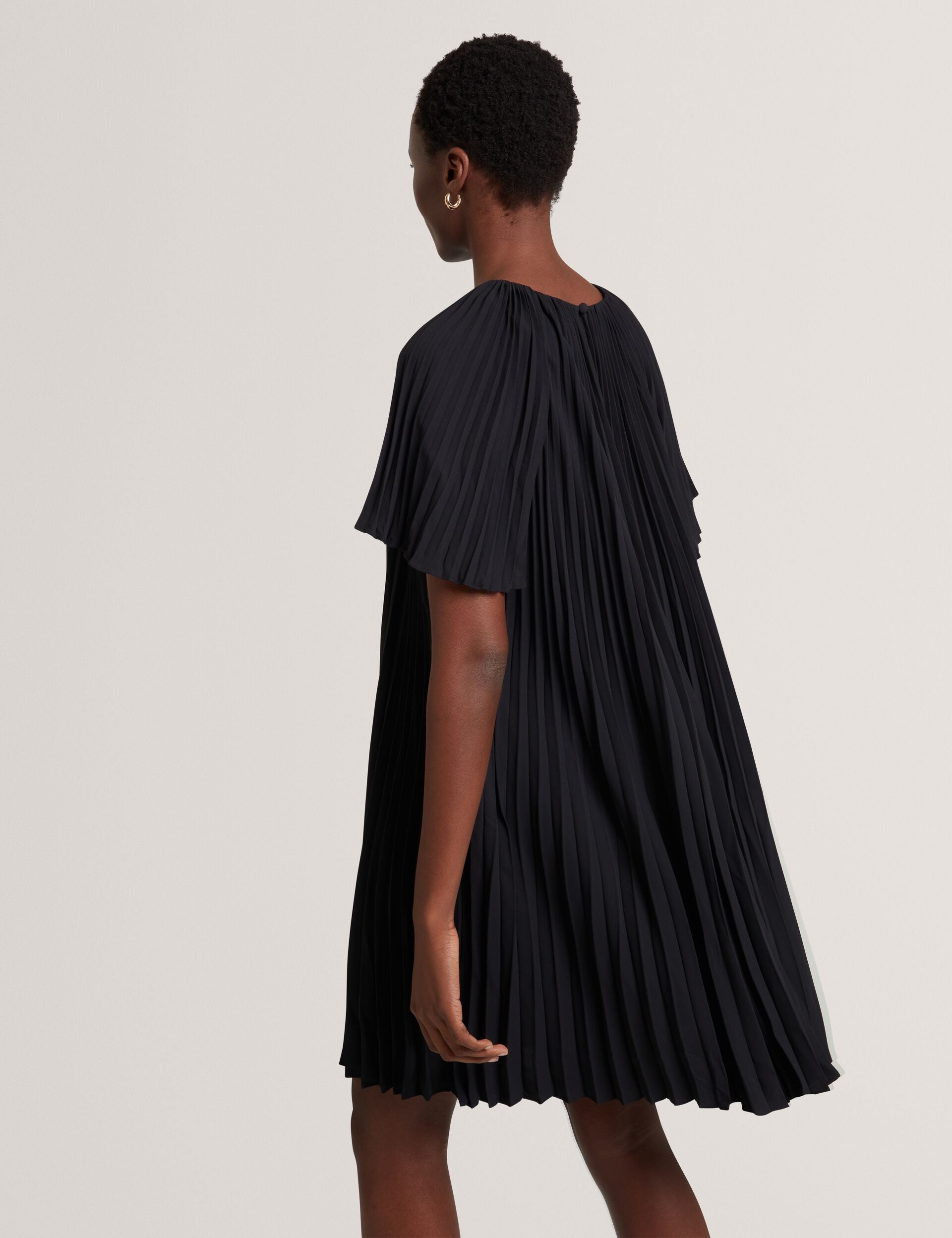 Ted Baker Convala Pleated Short Sleeve Aline Mini Dress In Black Women's