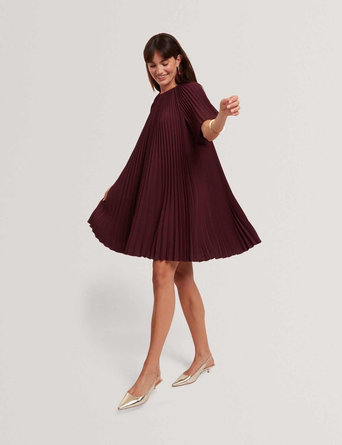 Ted Baker Convala Pleated Short Sleeve Aline Mini Dress Women's