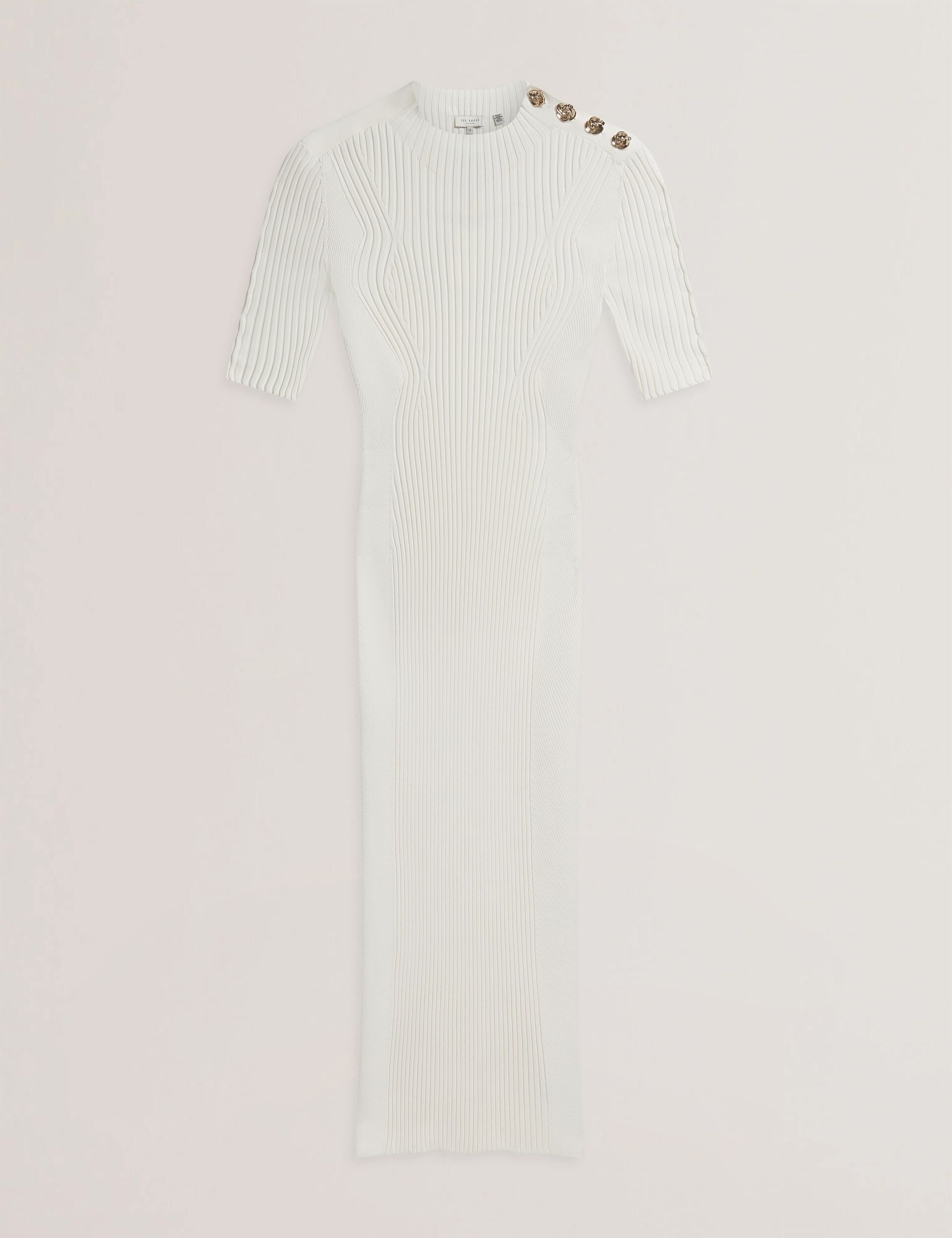 Ted Baker Candiic Rose Button Knitted Bodycon Midi Dress Women's