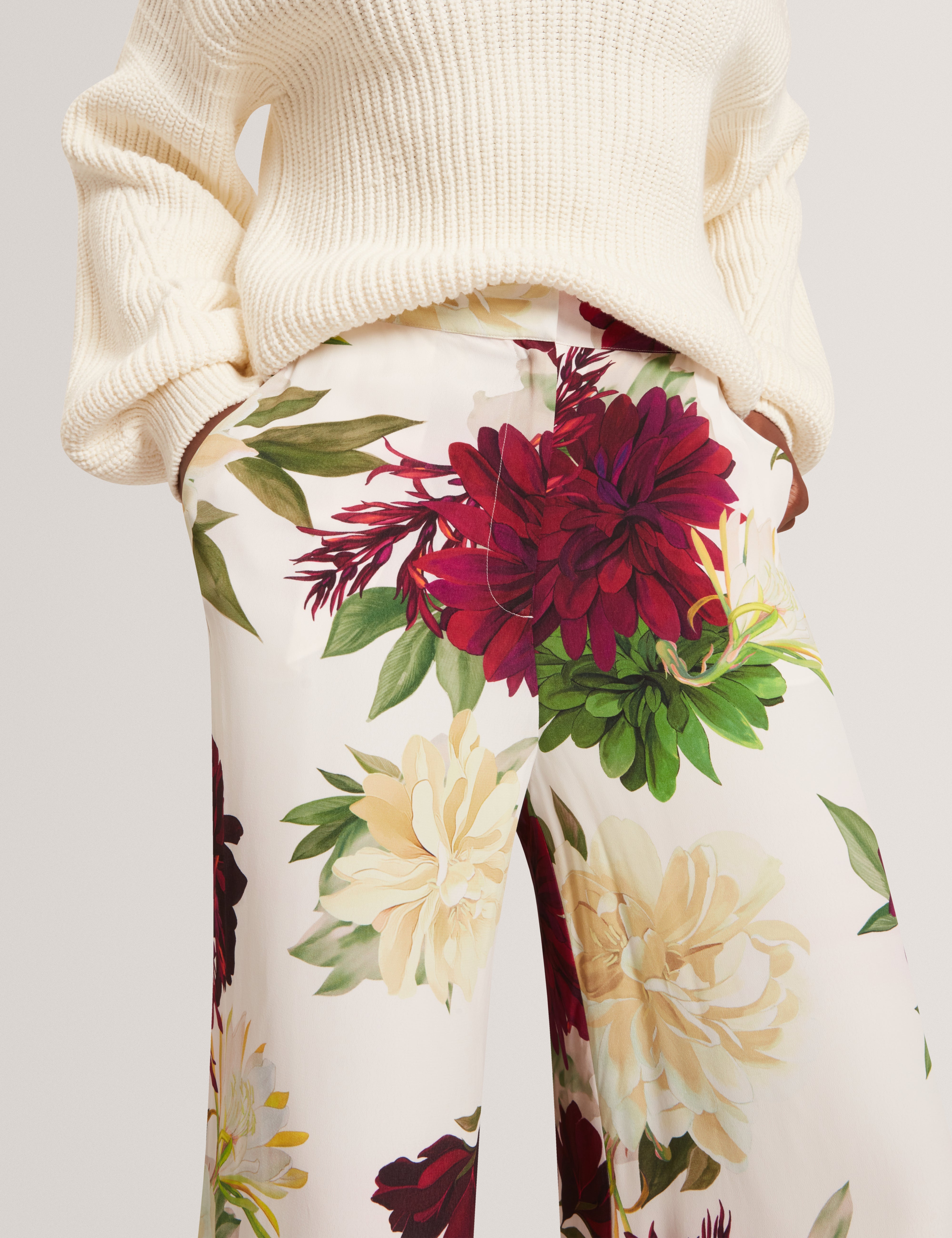 Ted Baker Tomasia Dahlia Print Wide Leg Woven Trousers Women's