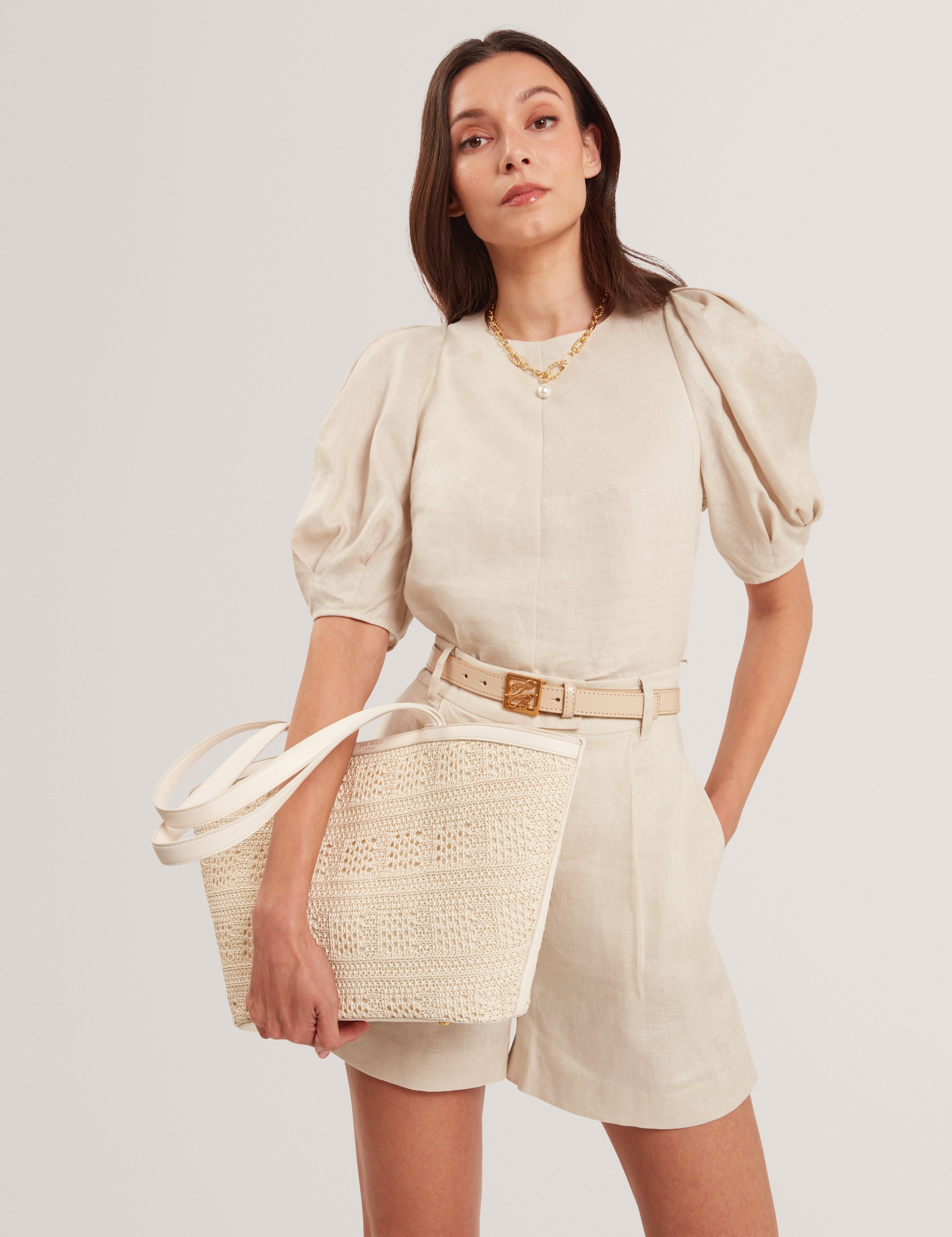 Ted Baker Pammina Raffia Straw Wide Shopper Bag Women's