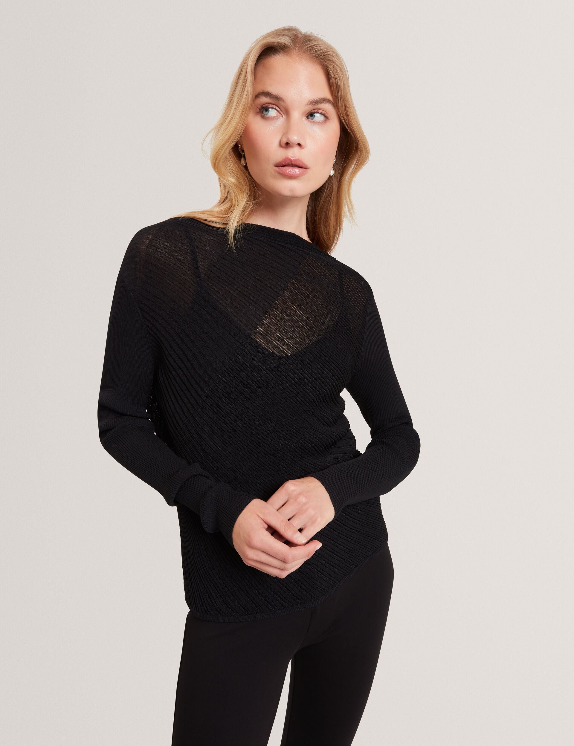 Ted Baker Ceyloaa Sheer Detail Knit Long Sleeve Top Women's
