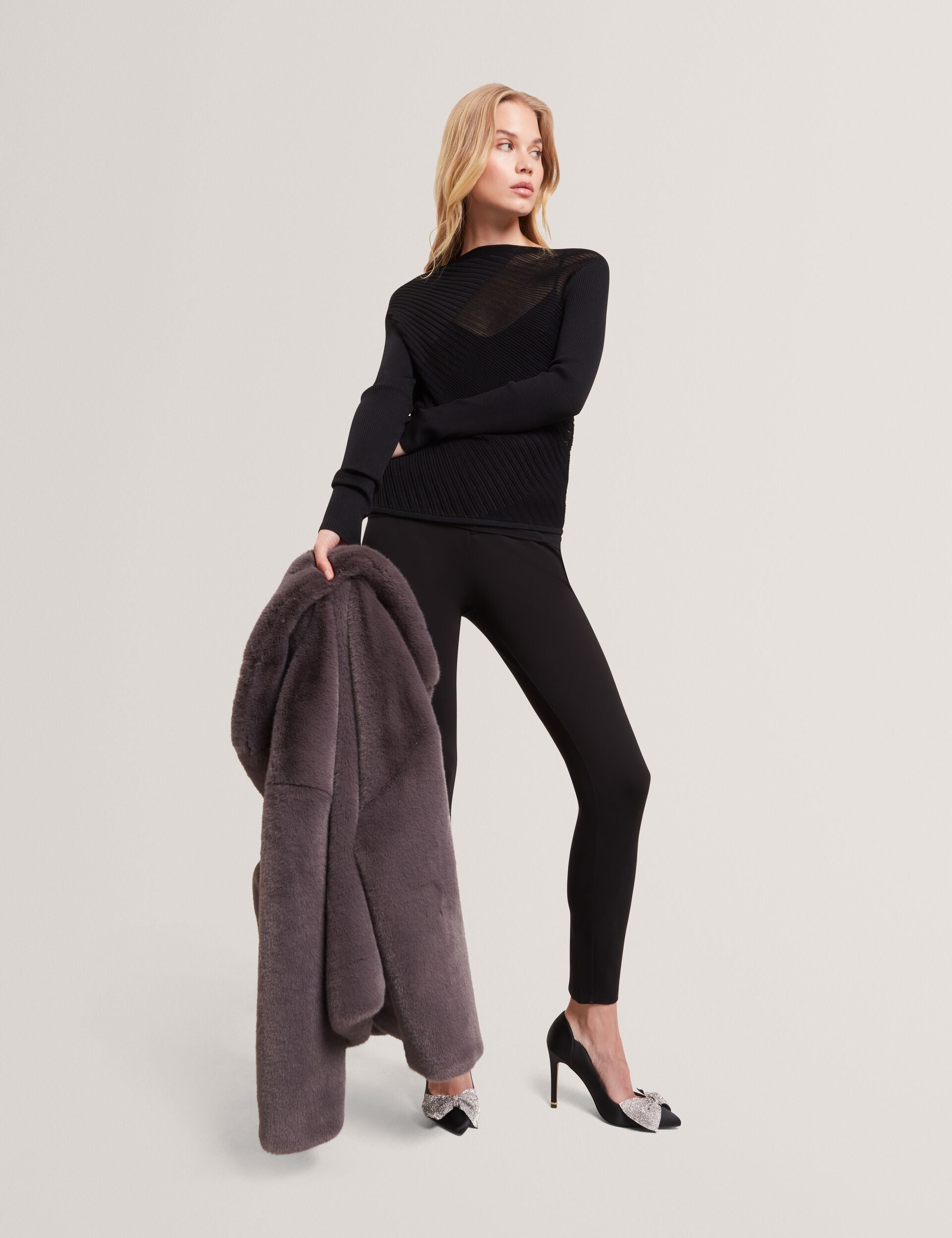 Ted Baker Ceyloaa Sheer Detail Knit Long Sleeve Top Women's