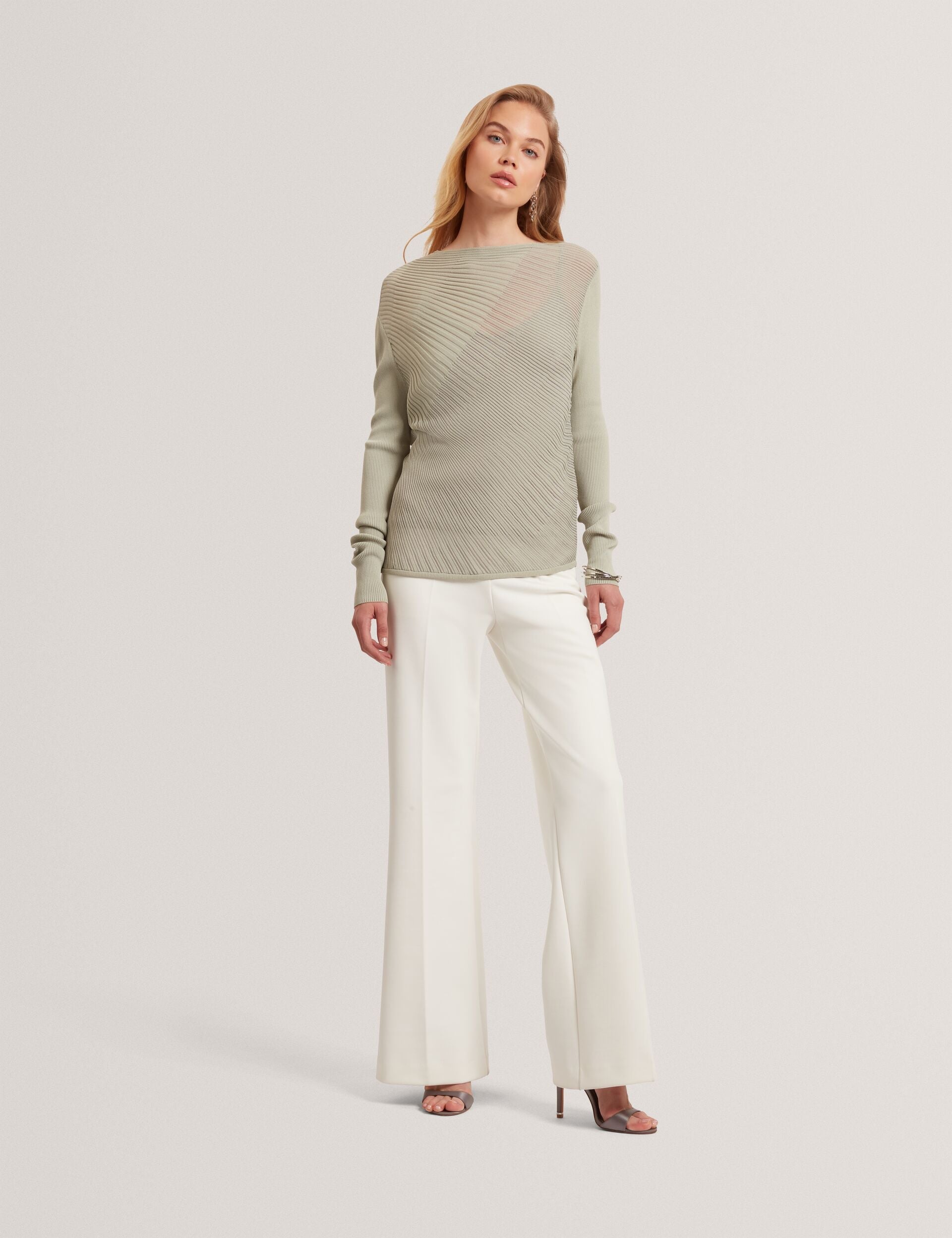 Ted Baker Ceyloaa Sheer Detail Knit Long Sleeve Top Women's
