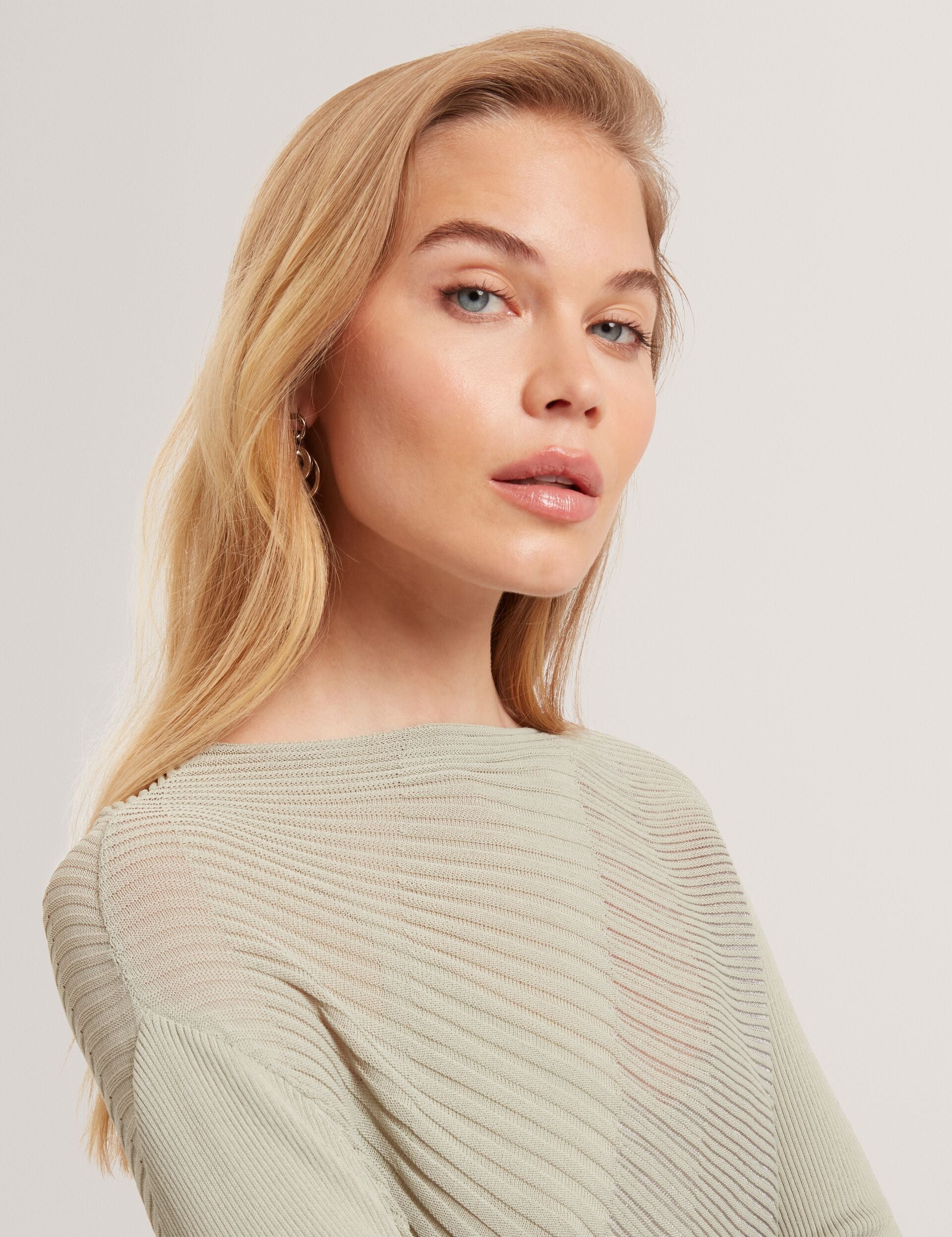 Ted Baker Ceyloaa Sheer Detail Knit Long Sleeve Top Women's
