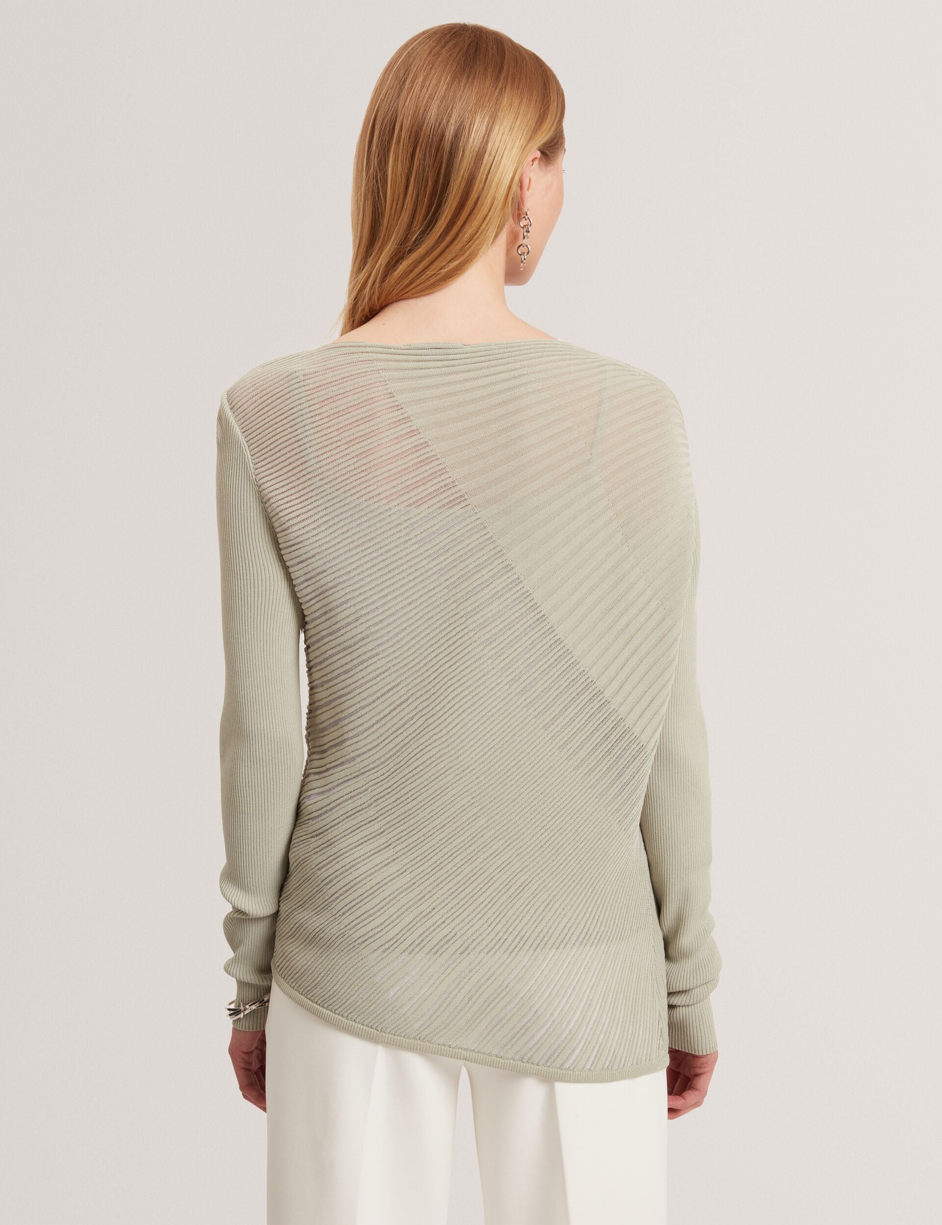 Ted Baker Ceyloaa Sheer Detail Knit Long Sleeve Top Women's