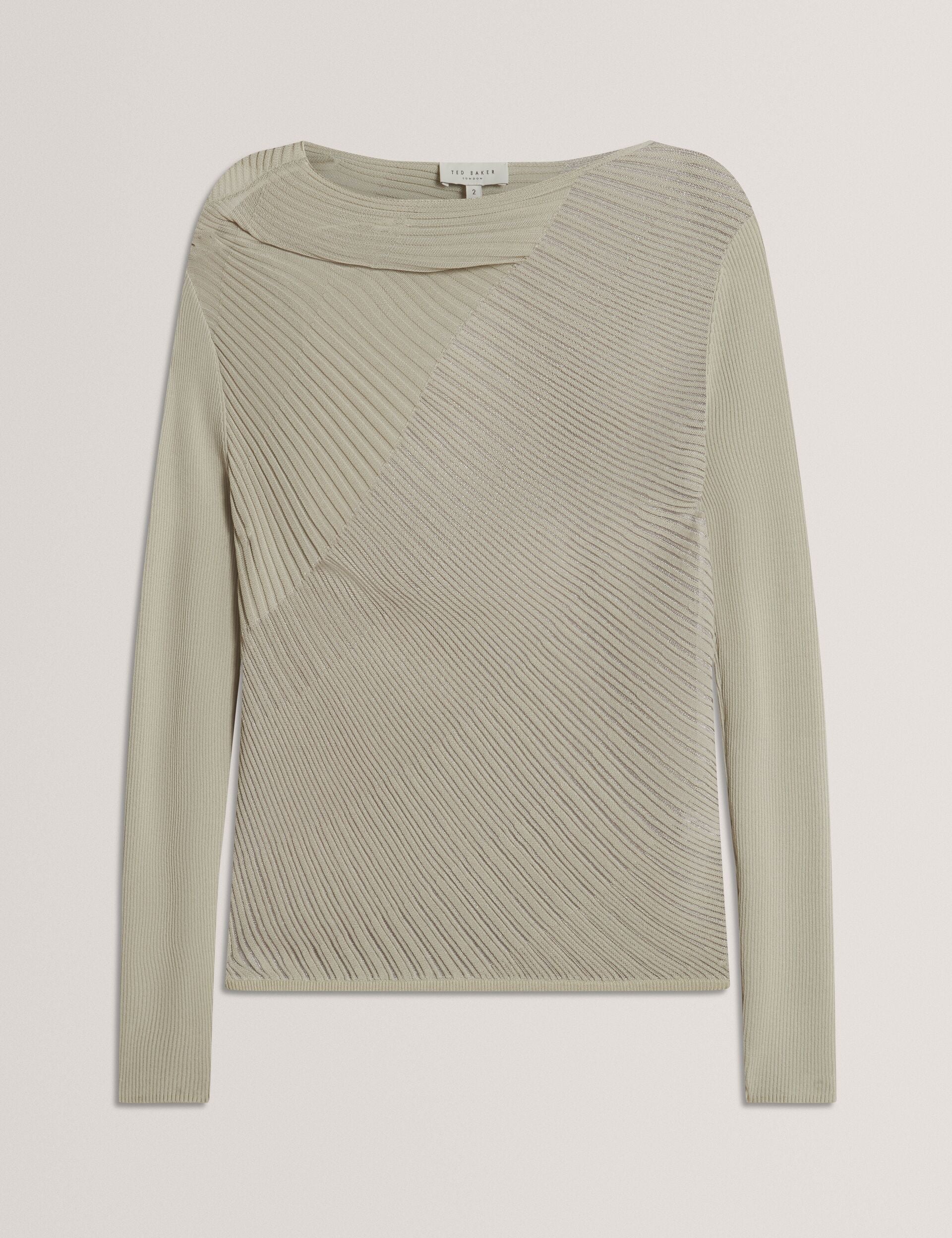 Ted Baker Ceyloaa Sheer Detail Knit Long Sleeve Top Women's