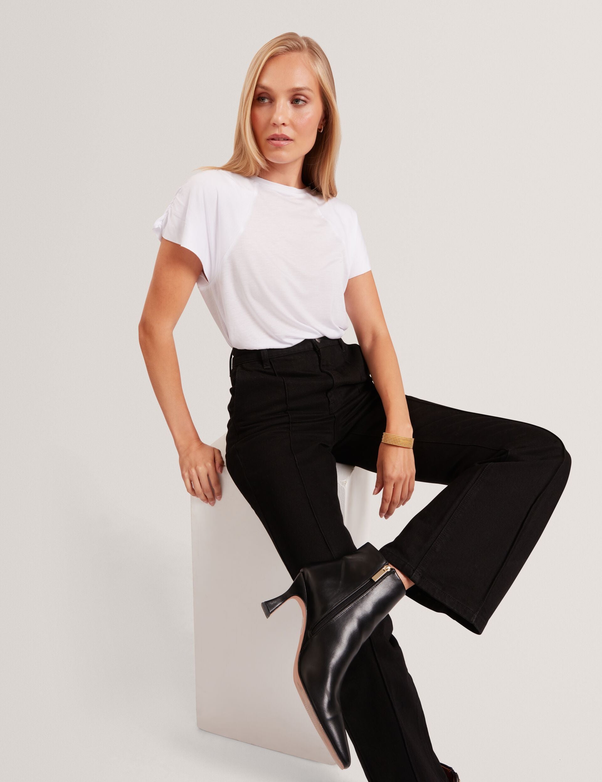 Ted Baker Arare Pintuck Kick Flare High Waisted Jeans Women's