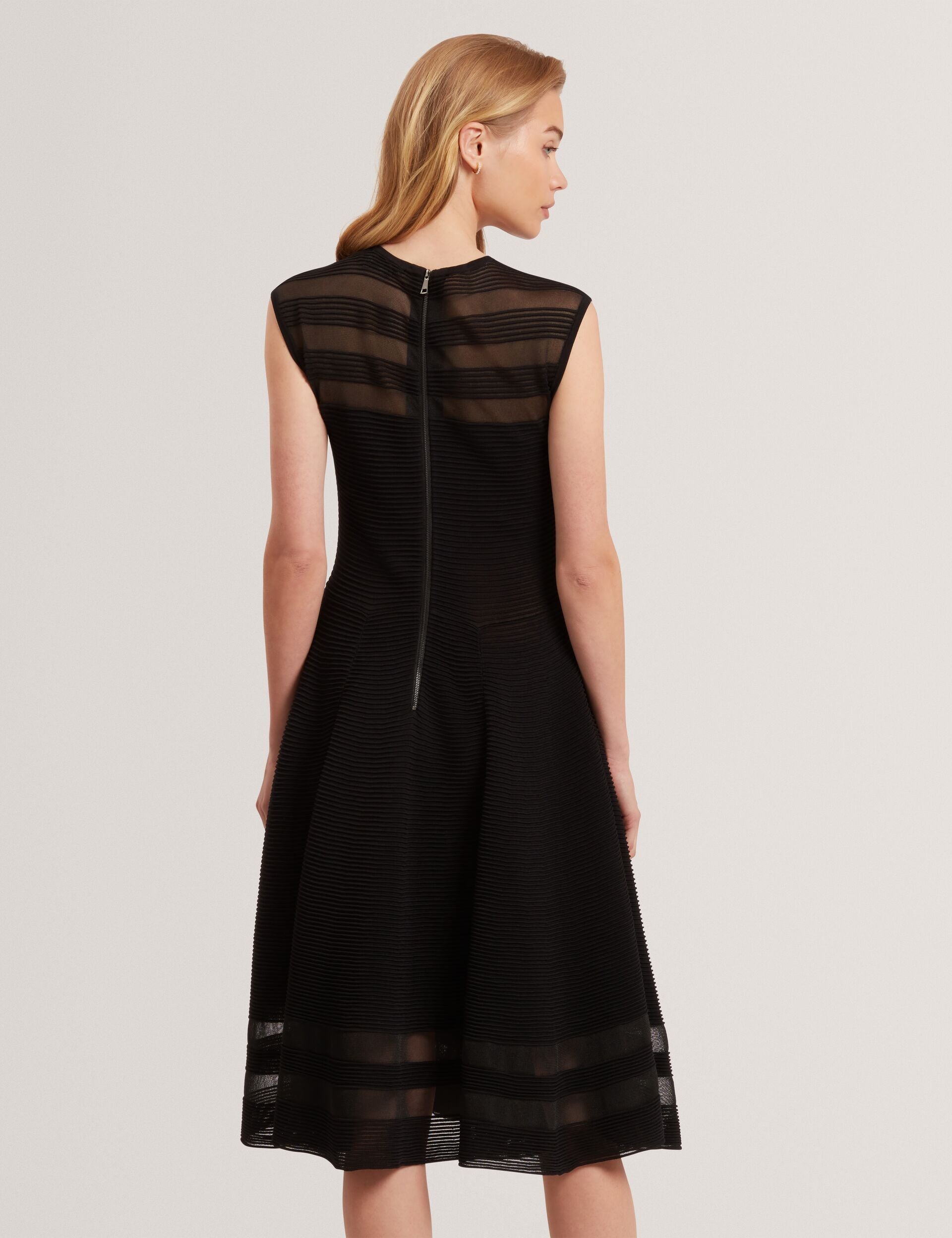 Ted Baker Suusaan Sheer Panel Ribbed Knit Skater Dress Women's